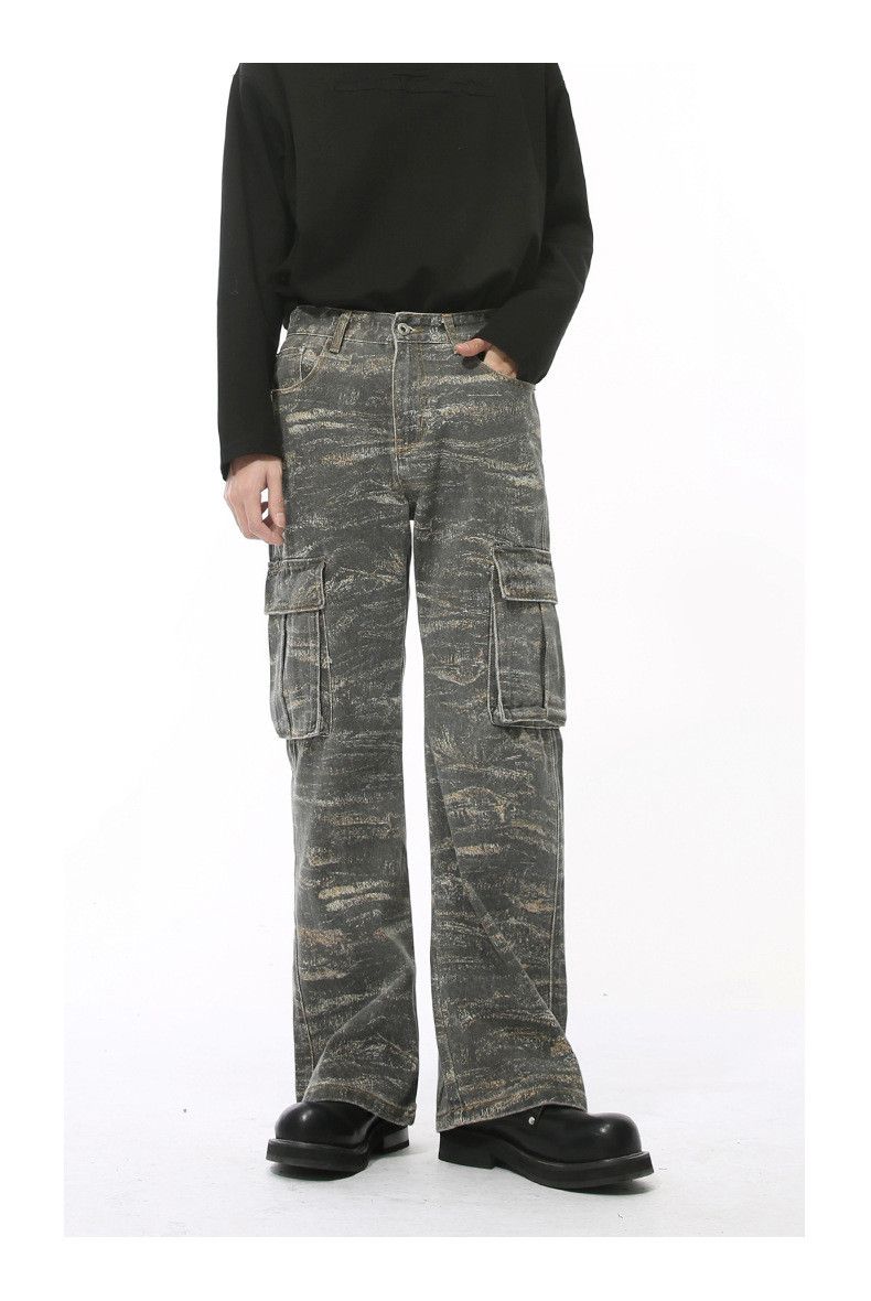 Japanese Brand × Jean Street distressed large pocket cargo camouflage slim jeans Size US 32 / EU 48 - 2 Thumbnail