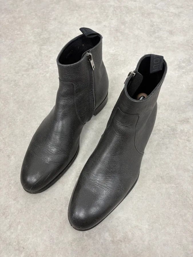 Louis Vuitton Louis Vuitton Black Faded Anthracite Leather Ankle Boots Size US 9 / EU 42 - 3 Thumbnail