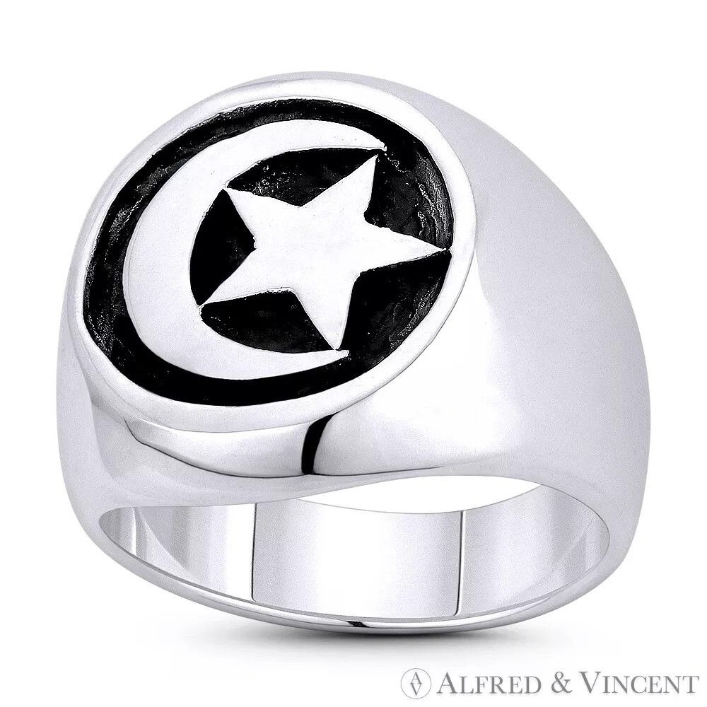 Other Crescent Moon & Star Turkish Islam Charm Men's Ring Size ONE SIZE - 1 Preview