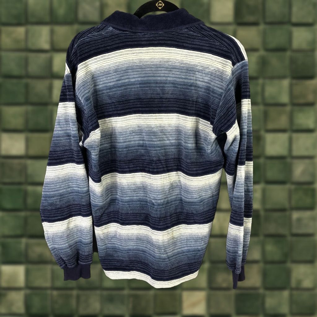 Vintage VINTAGE Montgomery Ward Sweater Mens Large Blue Stripe Collared Pullover USA 80s Size US L / EU 52-54 / 3 - 1 Thumbnail