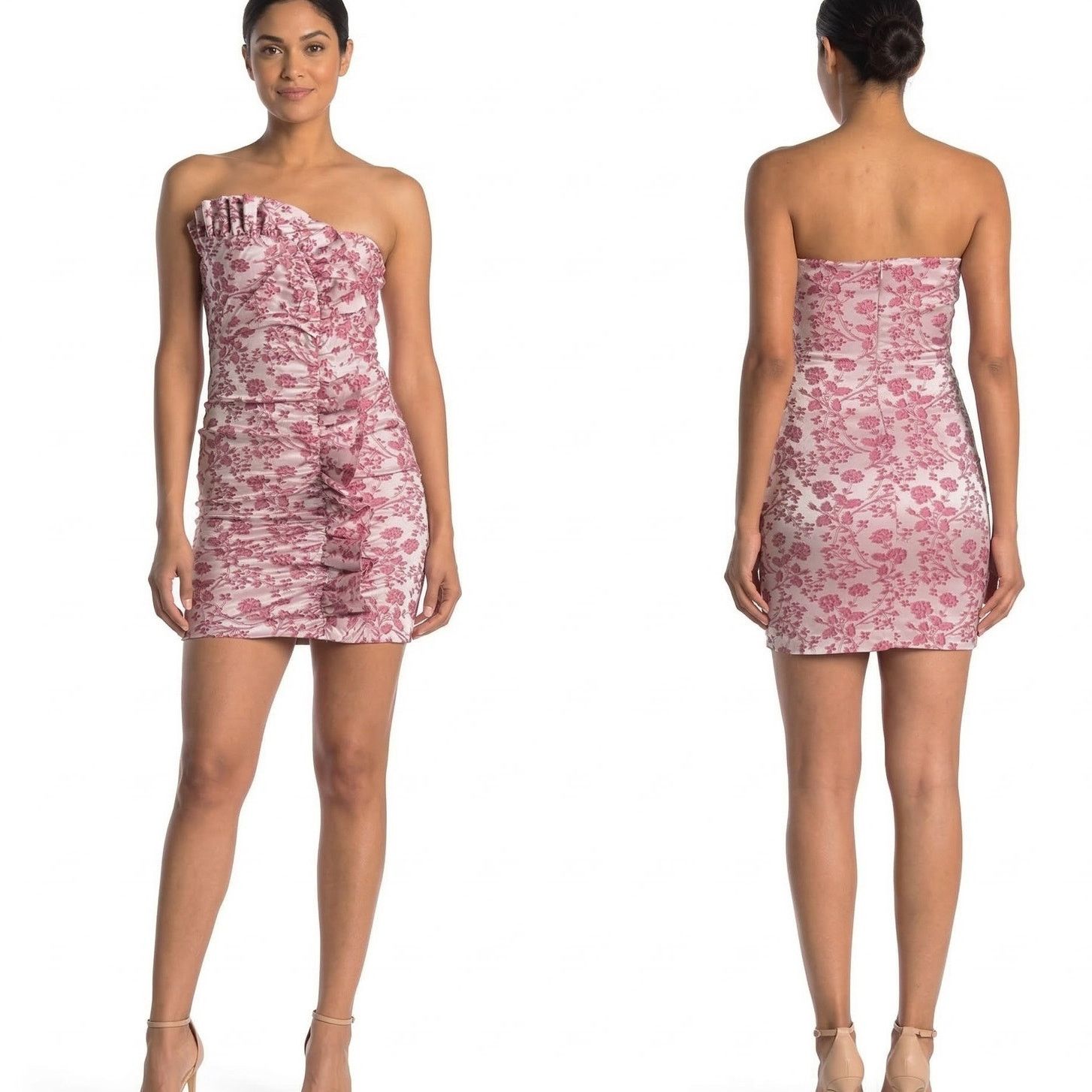 LIKELY LIKELY Lora Floral Ruched Ruffled Mini Dress Strapless sz 2 Size XS / US 0-2 / IT 36-38 - 1 Thumbnail