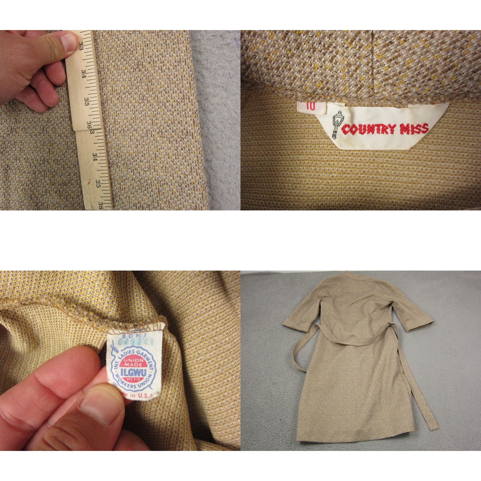 Vintage VINTAGE Country Miss Jacket Womens 10 Brown Belted Tweed 60s Long Sleeve Nylon Coat Trench Button Pockets Casual Made in USA Size L / US 10 / IT 46 - 9 Thumbnail