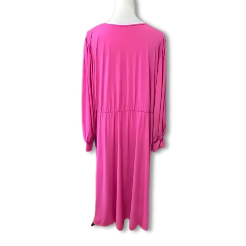 Other Eloquii A-Line Midi Dress V-Neckline Vibrant Pink Women's 22 Size 3XL / US 20-22 - 4 Thumbnail
