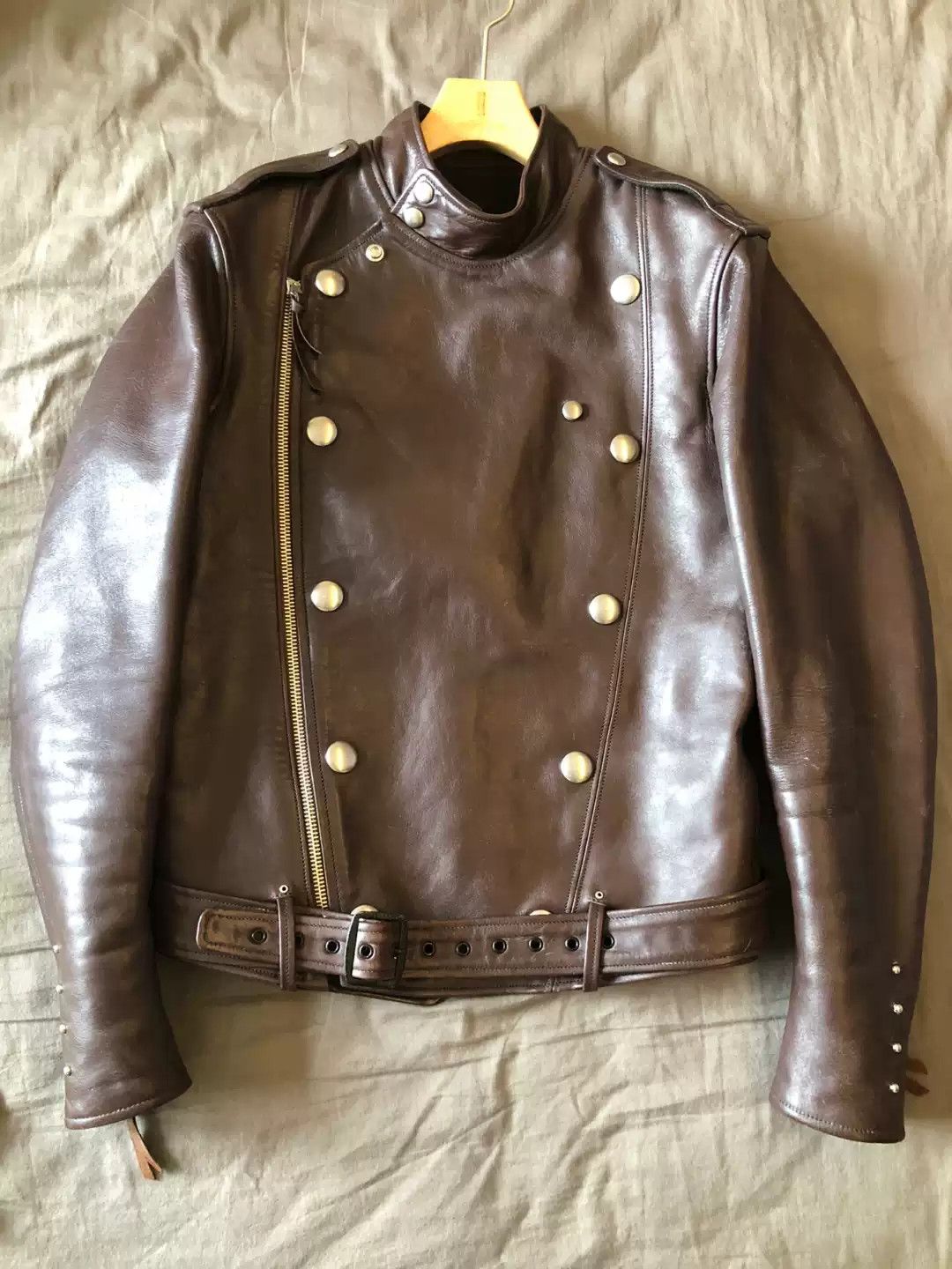 image of Freewheelers Horse Skin Leather Coat in Brown, Men's (Size Medium)