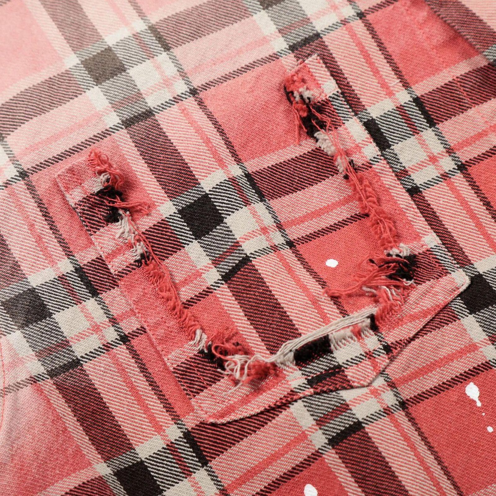 Vintage Red Plaid Distressed Flannel Shirt Size US M / EU 48-50 / 2 - 3 Thumbnail