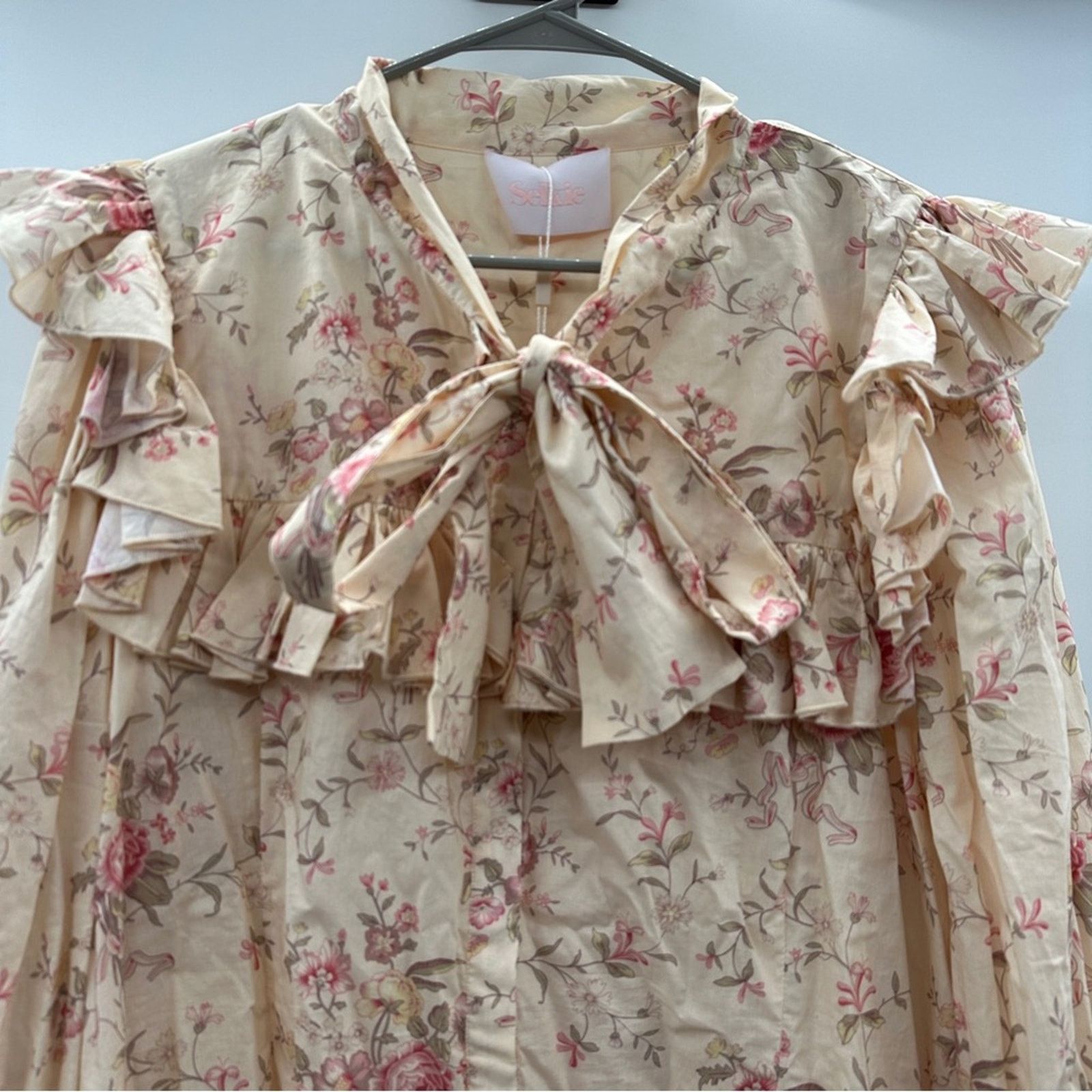 Selkie Selkie The Renaissance Girl Elizabeth Ruffle Tie Neck Top Size 4XL / US 24-26 - 4 Thumbnail