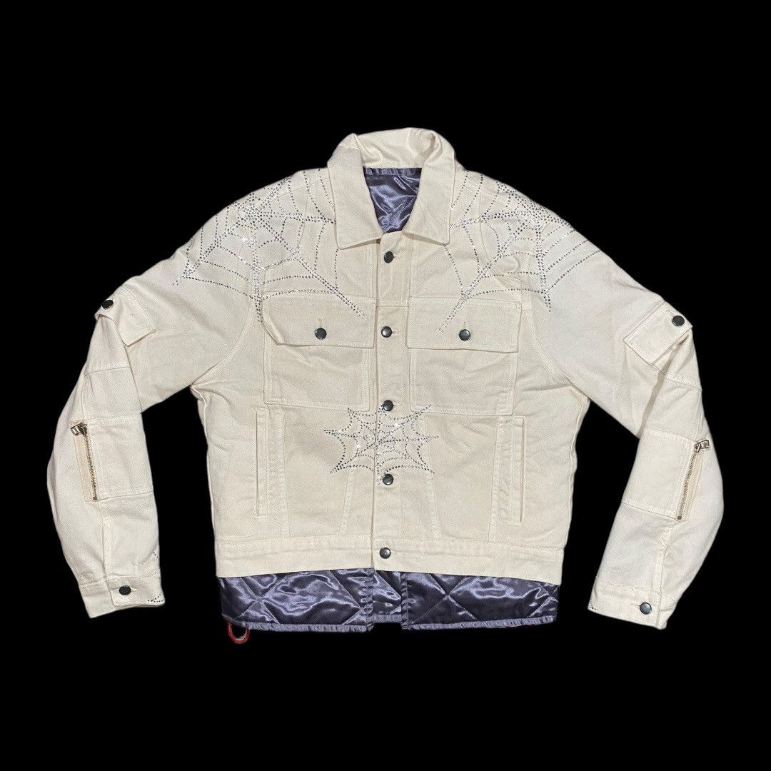 image of Spider Worldwide x Young Thug Spider Denim Jacket (Xl) in White, Men's