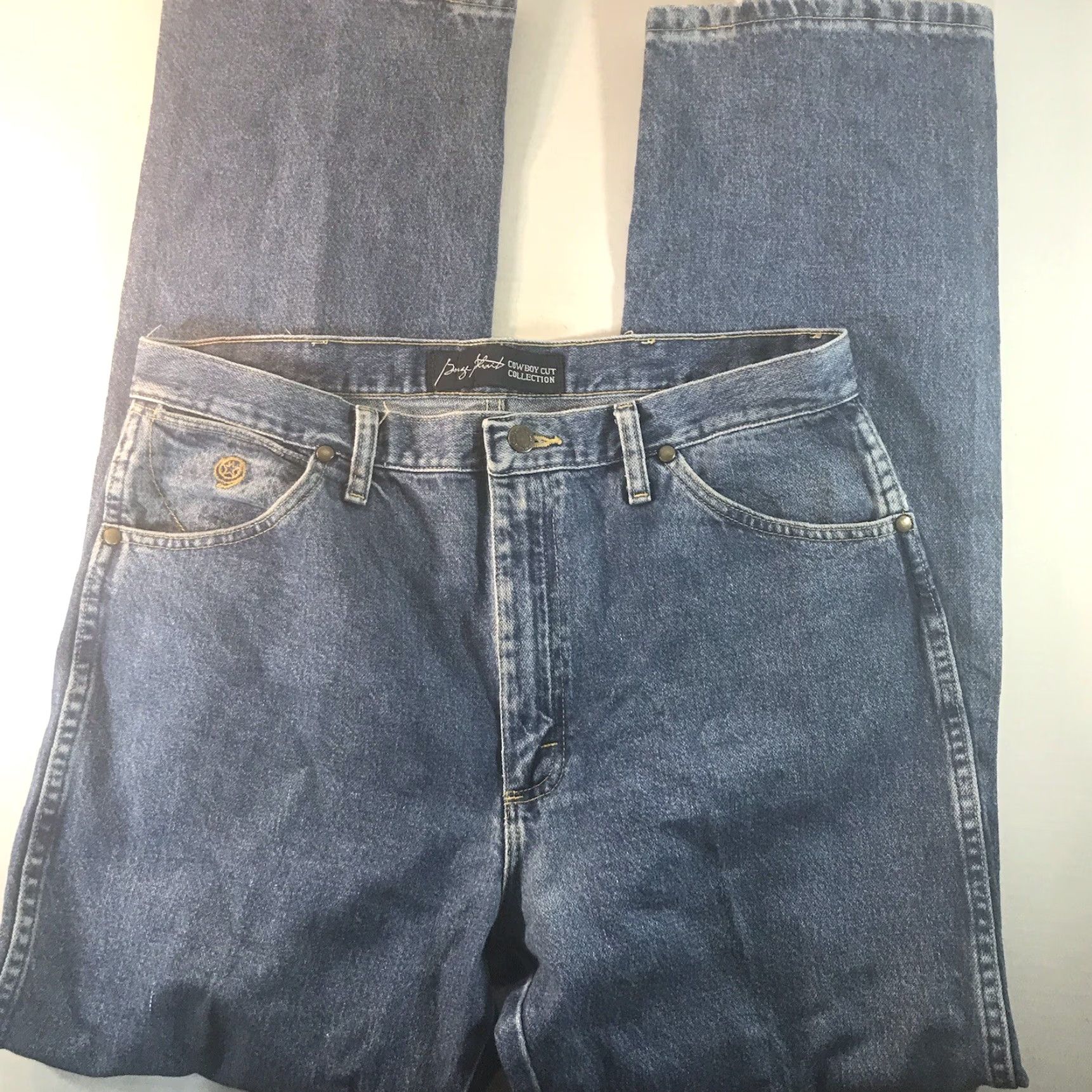 Wrangler VINTAGE Wrangler George Strait Cowboy Jeans Men 35X32 Brown Patch Straight Fit Denim Mexico Size US 35 - 4 Thumbnail