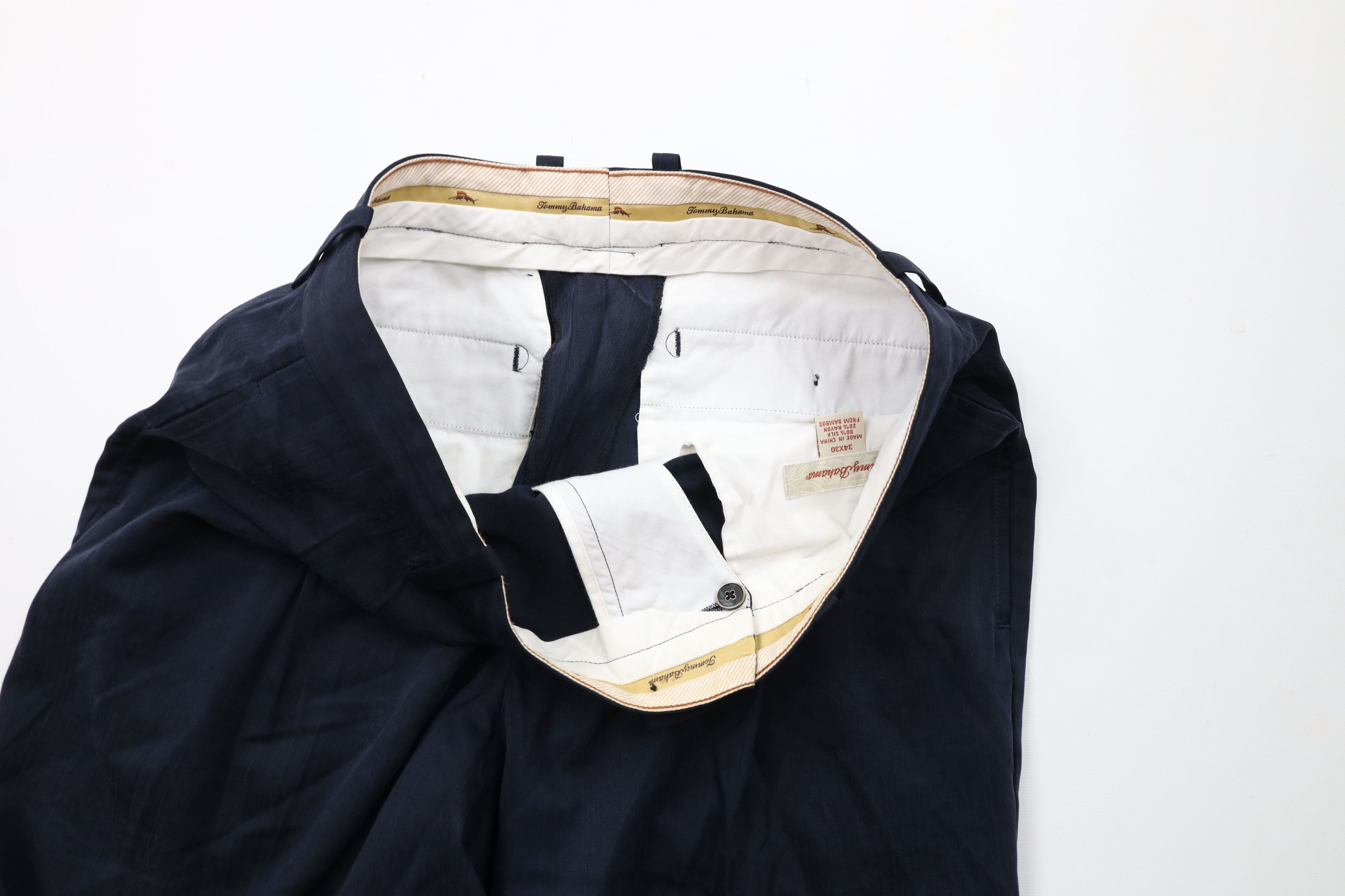 Tommy Bahama × Vintage Vintage Tommy Bahama Blend Wide Leg Chino Pants Navy Blue Size US 34 / EU 50 - 7 Thumbnail