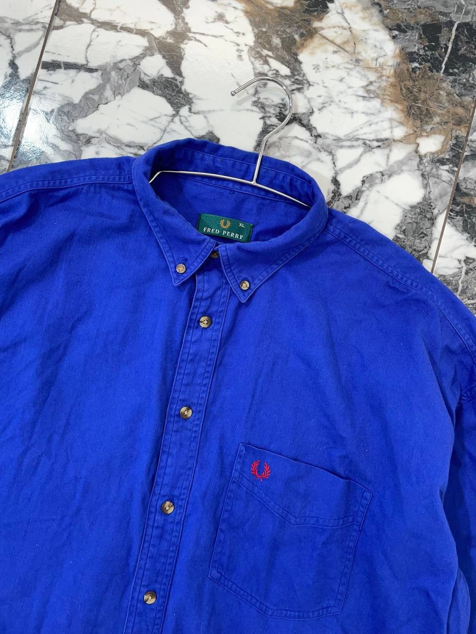 Fred Perry Fred Perry men's shirt, vintage, long sleeve, buttoned, blue Size US XL / EU 56 / 4 - 2 Thumbnail