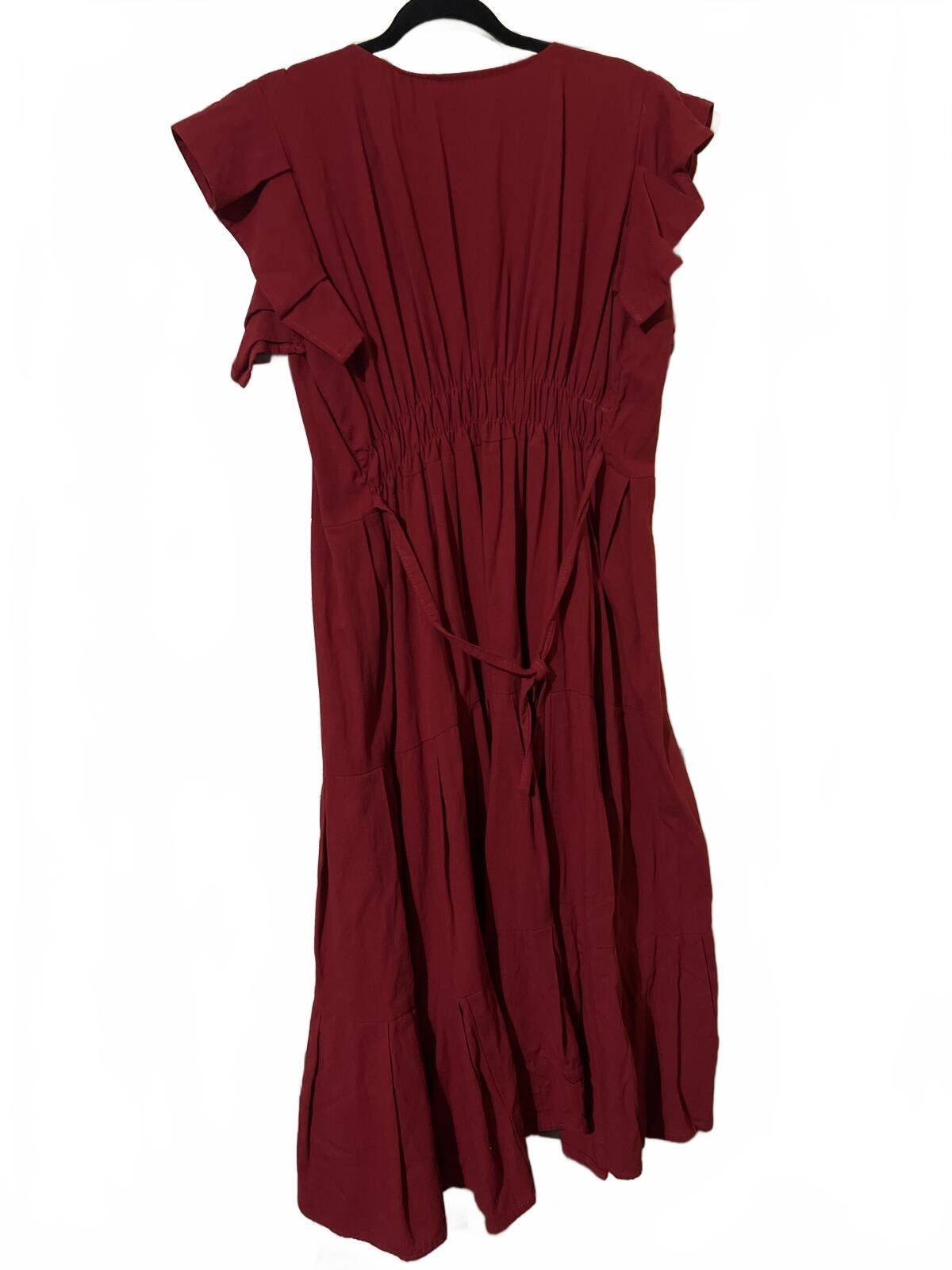 The Unbranded Brand Bohemian Embroidered Burgundy Midi Dress Butterfly XL-2X Size XL / US 12-14 / IT 48-50 - 4 Thumbnail