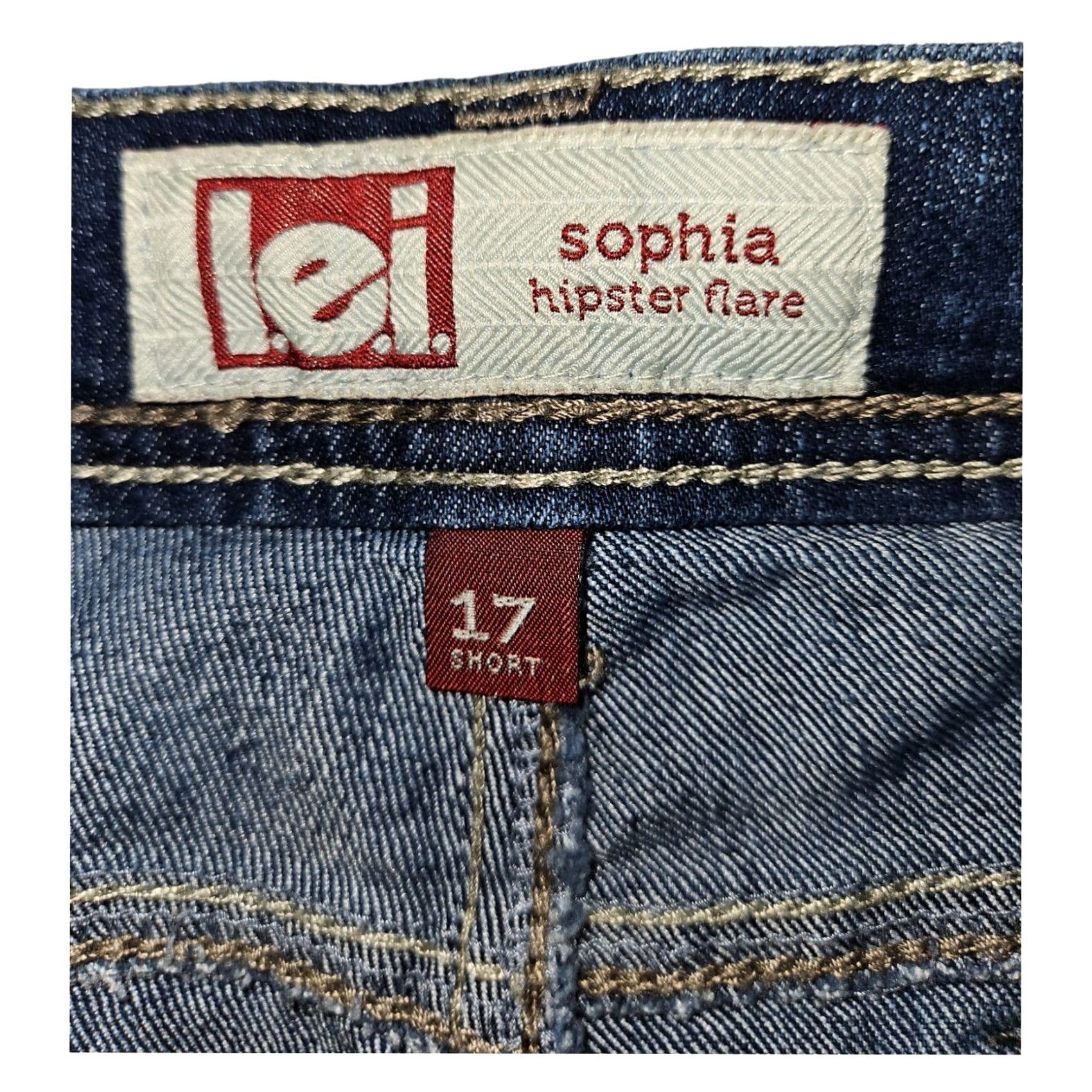 Vintage VINTAGE LEI Sophia Hipster Flare Jeans Women's 17 Short Blue Denim Embroidered Casual Size 38" / US 16 / IT 52 - 2 Thumbnail