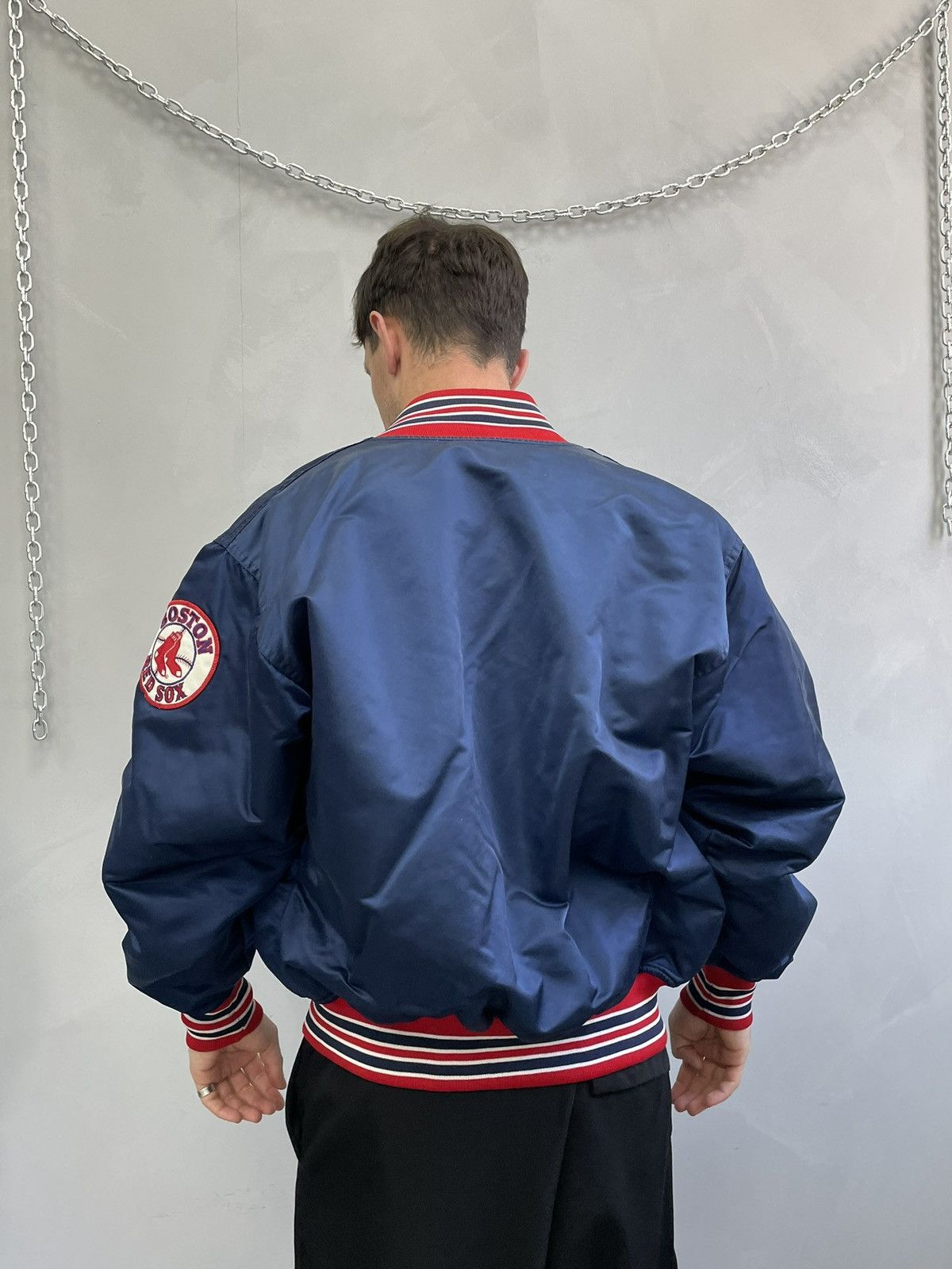 MLB Vintage MLB Red Sox satin bomber jacket starter rare Size US XL / EU 56 / 4 - 9 Thumbnail