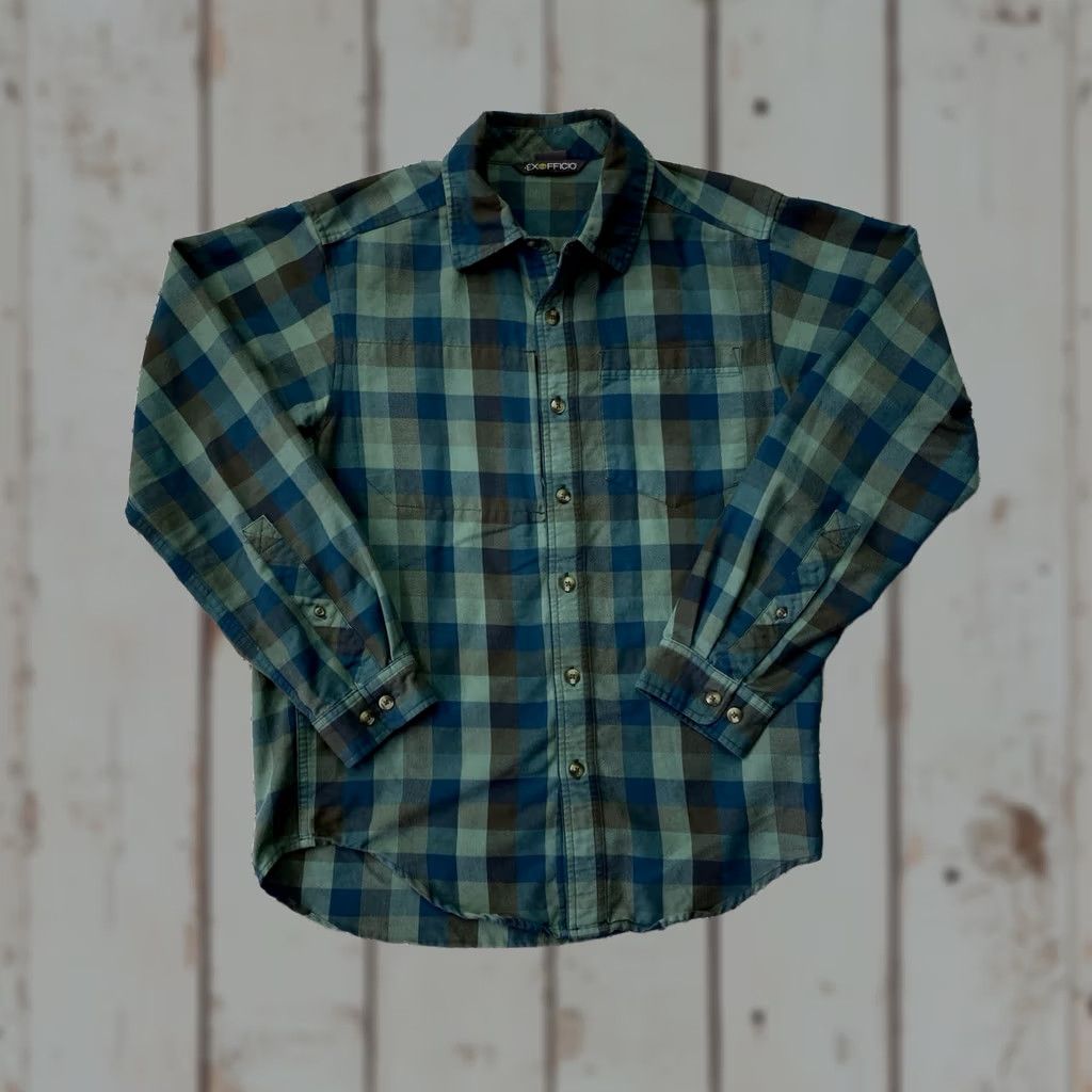 ExOfficio ExOfficio Button Down Flannel Shirt Men’s S Green Plaid Cotton Blend Stretch Shirt Size US M / EU 48-50 / 2 - 1 Thumbnail