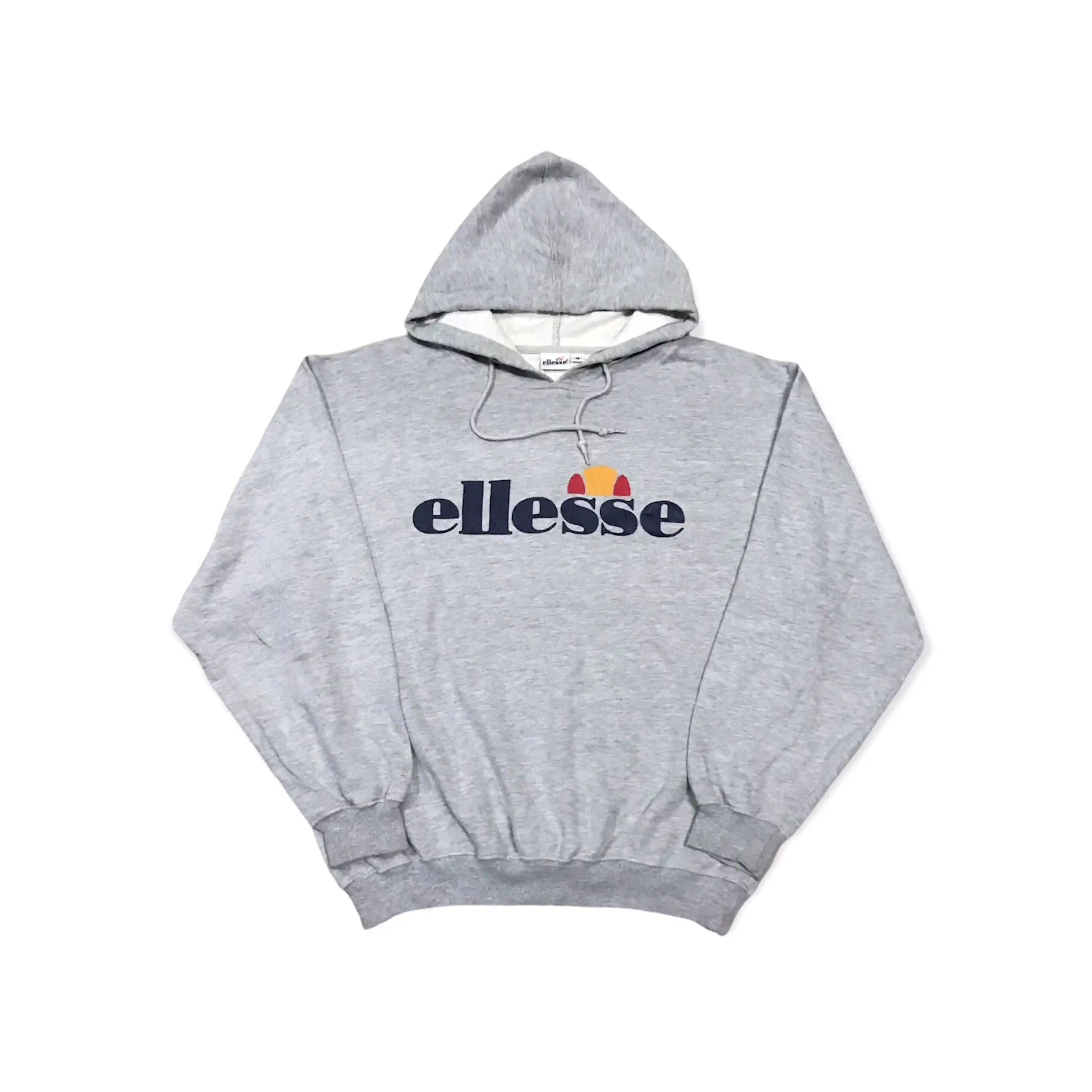 image of Vintage Ellesse Spell Out Pullover Hoodie in Grey, Men's (Size Medium)