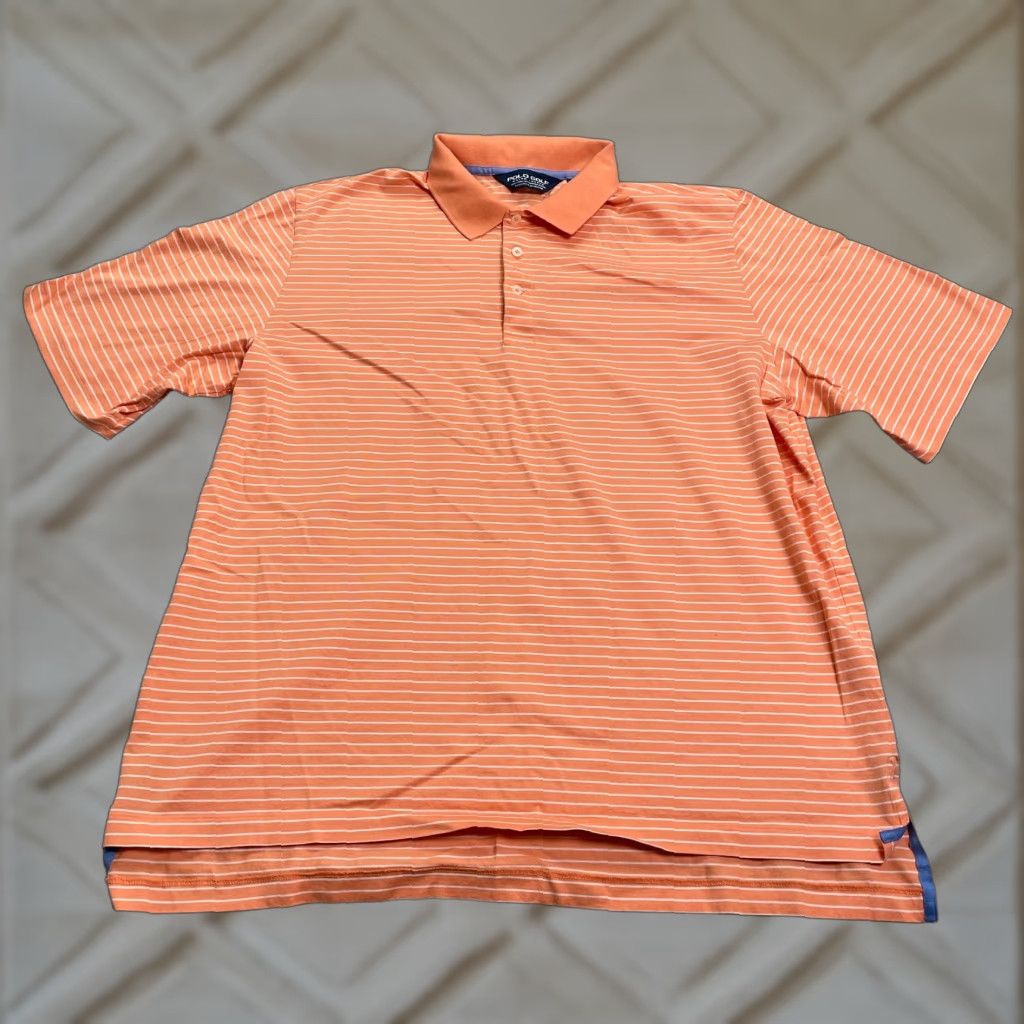 Ralph Lauren Ralph Lauren Polo Golf Shirt Mens XL Orange Striped Short Sleeve Cotton Outdoor Size US XL / EU 56 / 4 - 1 Thumbnail