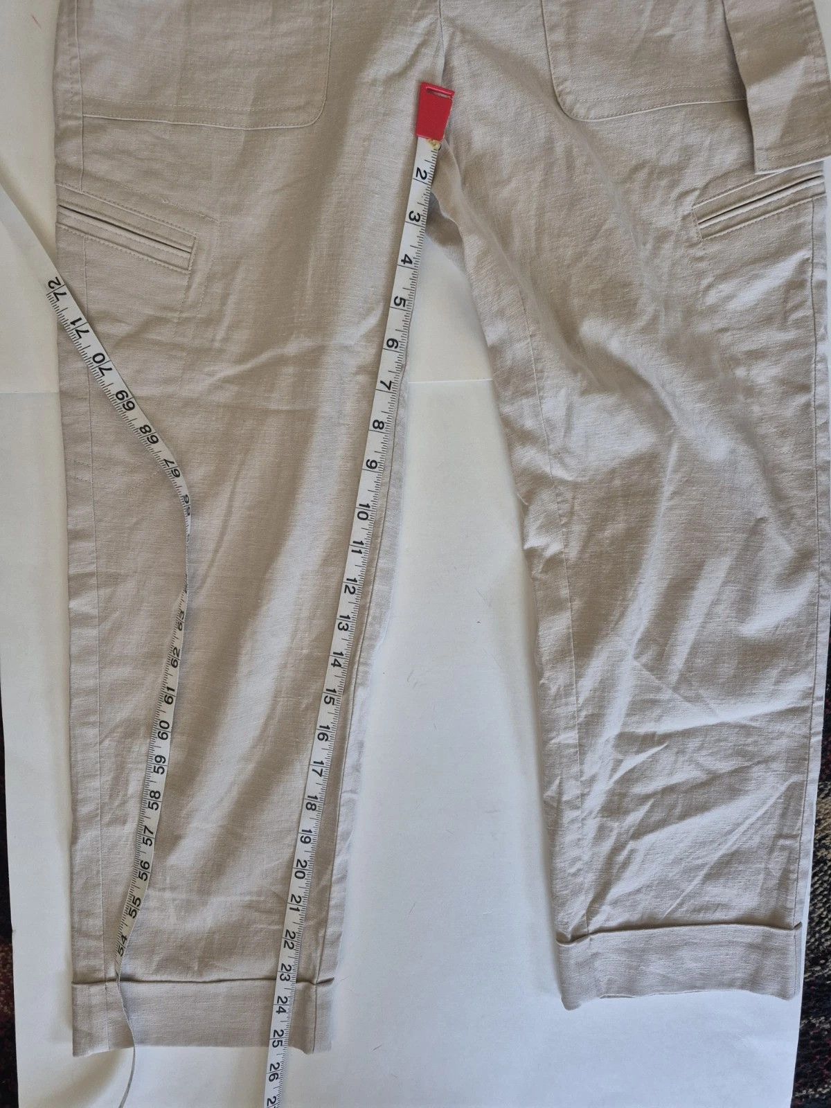Vince Vince Pants Tan Cargo Linen Blend Belted Cuffed Size S Size 29" - 11 Thumbnail