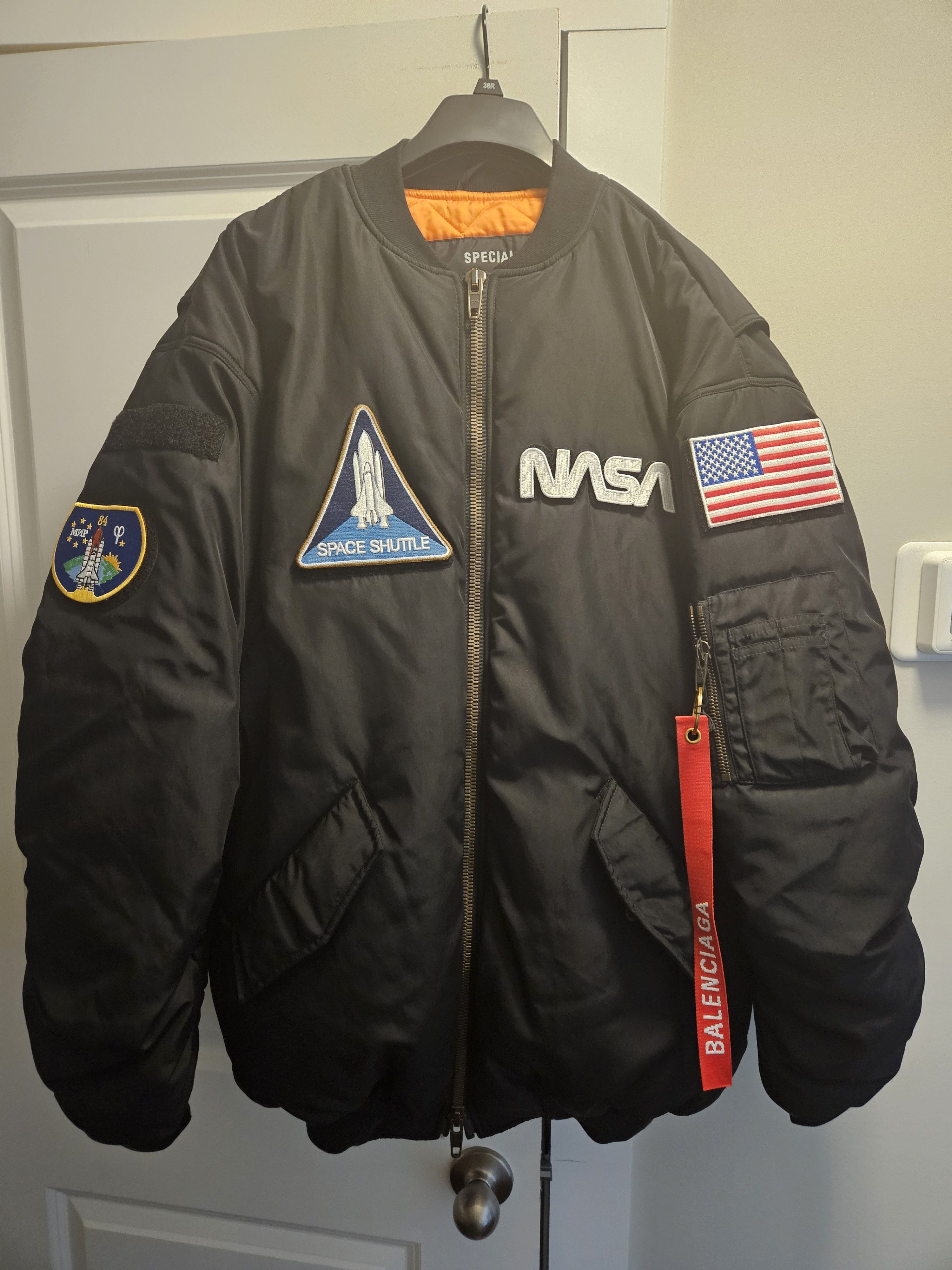 Balenciaga Multi Patch Black Nasa Plush Lined Bomber Jacket Size US M / EU 48-50 / 2 - 1 Thumbnail