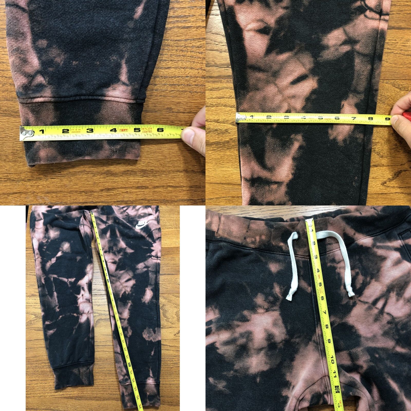 Nike VINTAGE Nike Sweatpants Black Mens M Tie Dye Drawstring 90s Athleisure College Logo Pockets+Straight Inseam 29in Casual Activewear — Mens Size US 31 - 8 Thumbnail