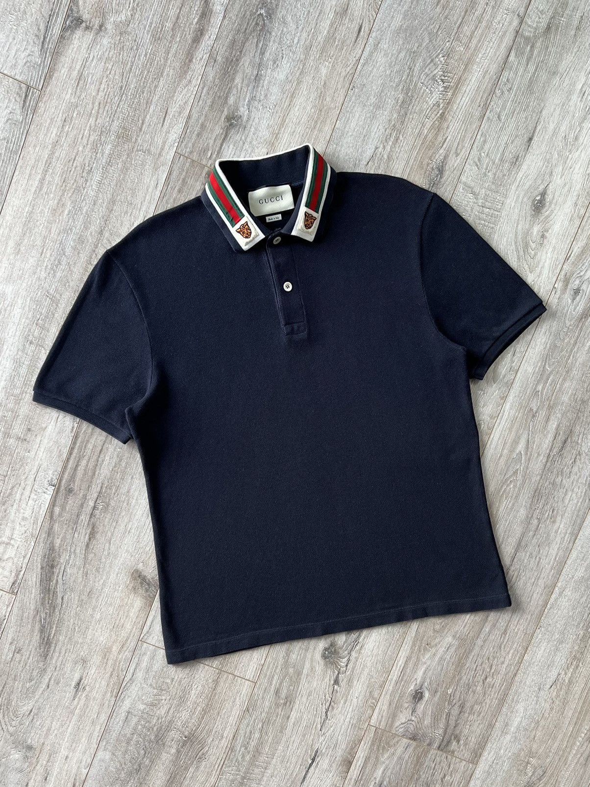 Gucci GUCCI Cotton Polo with Web Stipe and Tiger Head(Retail 800$) Size US L / EU 52-54 / 3 - 2 Thumbnail