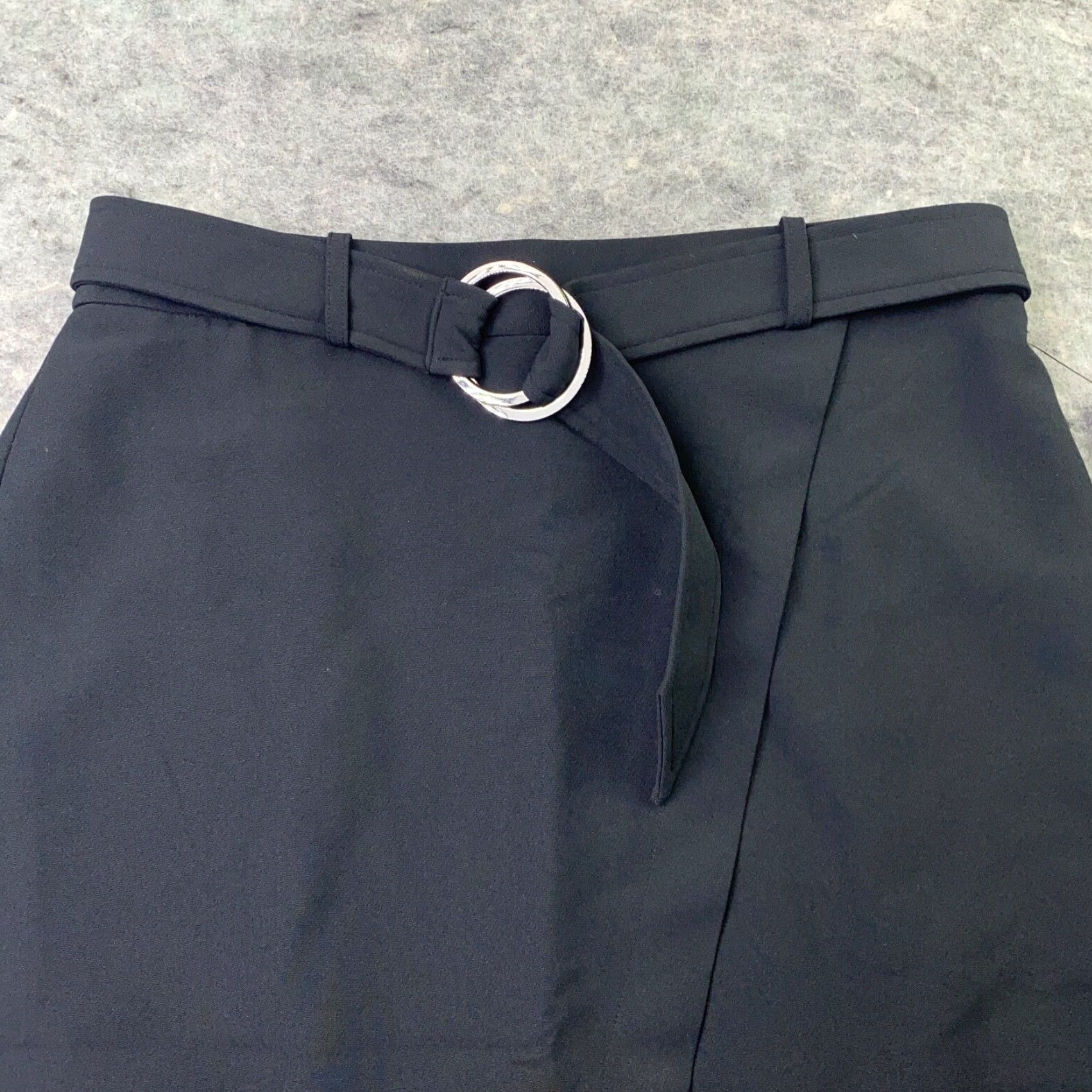 Worthington Worthington Womens Pencil Skirt Size 8 Black Slit Stretch Belt Knee Length Casual Business Party/Cocktail Womens Size 30" / US 8 / IT 44 - 4 Thumbnail