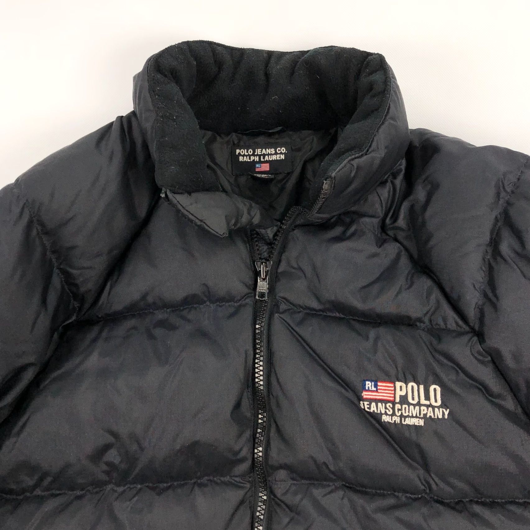 Ralph Lauren VINTAGE Ralph Lauren Puffer Jacket Polo Jeans Co Black L Down Filled Zip Velcro Stand-Up Collar Logo Quilted 90s Felt Men JACKET Size US L / EU 52-54 / 3 - 2 Thumbnail