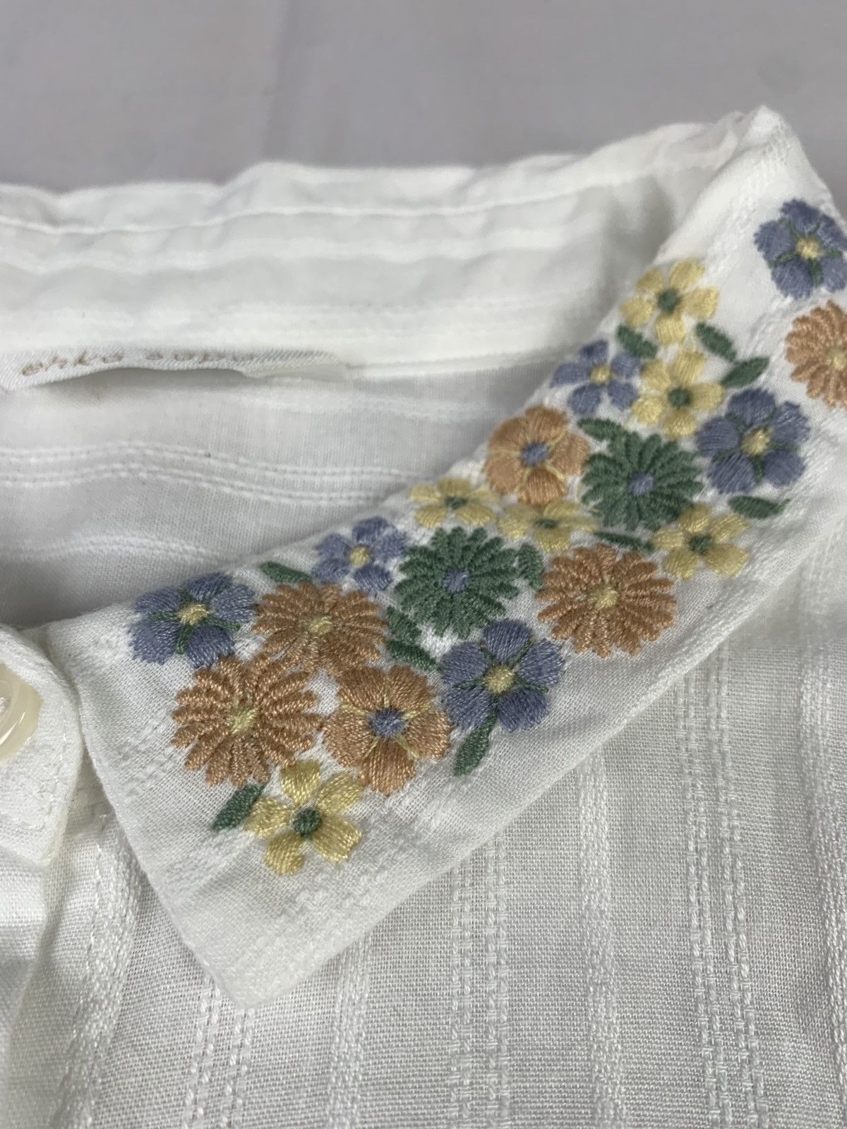 Japanese Brand 2000s ehka sopo Japan Flower Embroidered Collar Loosy Blouse Size M / US 6-8 / IT 42-44 - 4 Thumbnail