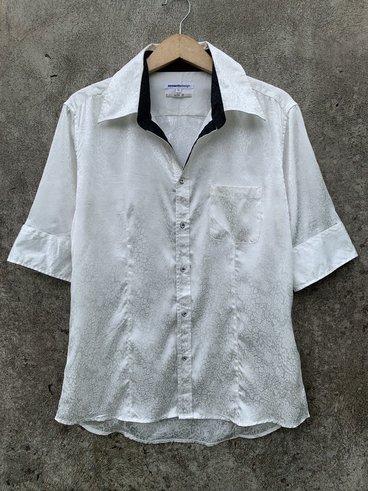 image of If Six Was Nine x Semantic Design Open Collar Fullprinted Satin Classic Shirt in White (Size Large)