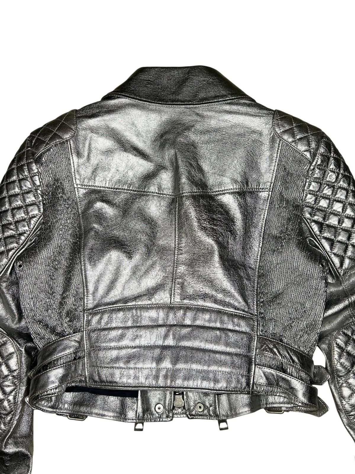 Burberry Prorsum S/S 11 Silver Quilted Moto Jacket Size M / US 6-8 / IT 42-44 - 14 Thumbnail