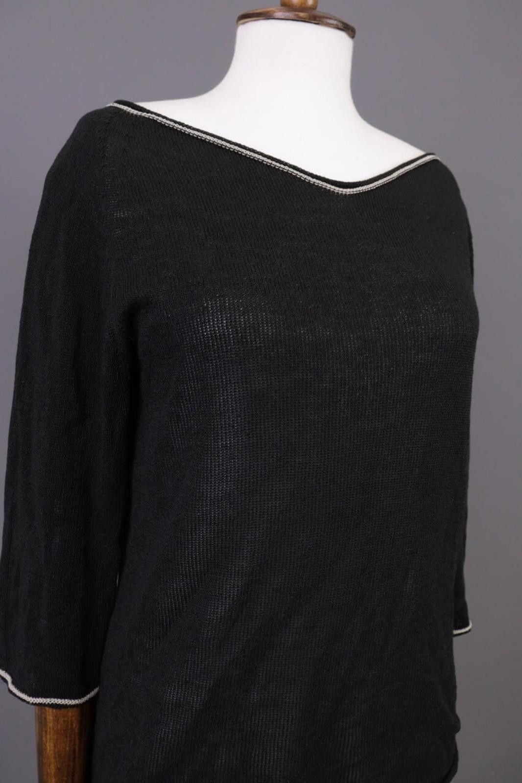 Designer Annette Gortz Black Lagenlook Linen Knit Sweater Size S Size S / US 4 / IT 40 - 8 Thumbnail