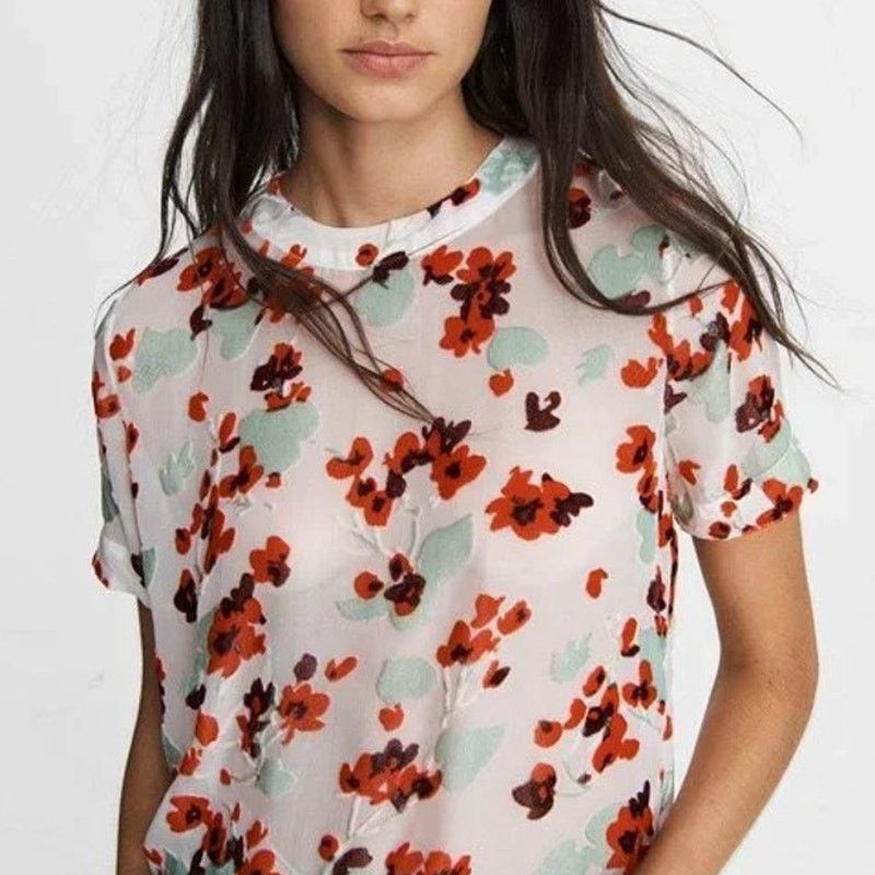 Rag & Bone Rag & Bone Womens Floral Velvet Silk Blend Crop Top Sz S Size S / US 4 / IT 40 - 1 Thumbnail