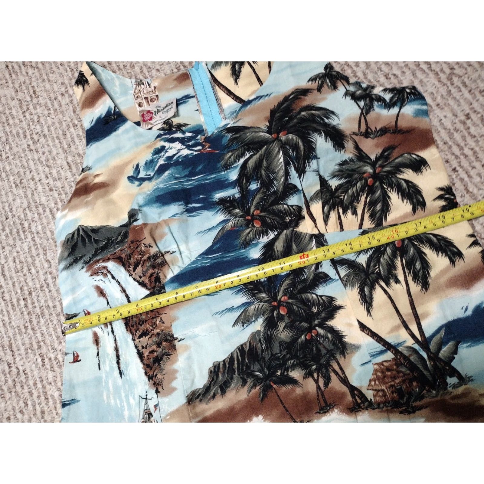Hilo Hattie VINTAGE HILO HATTIE Dress Surf Aloha Hawaiian Midi Blue Zip Women's 16 Floral Sleeveless Cotton Casual Island Beach Retro Pattern Size XXL / US 16-18 / IT 52-54 - 3 Thumbnail