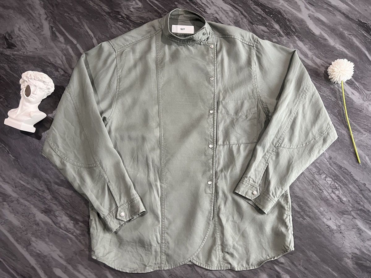 SLY SLY : Asymmetrical Ivory Green Shirt Size US M / EU 48-50 / 2 - 10 Thumbnail