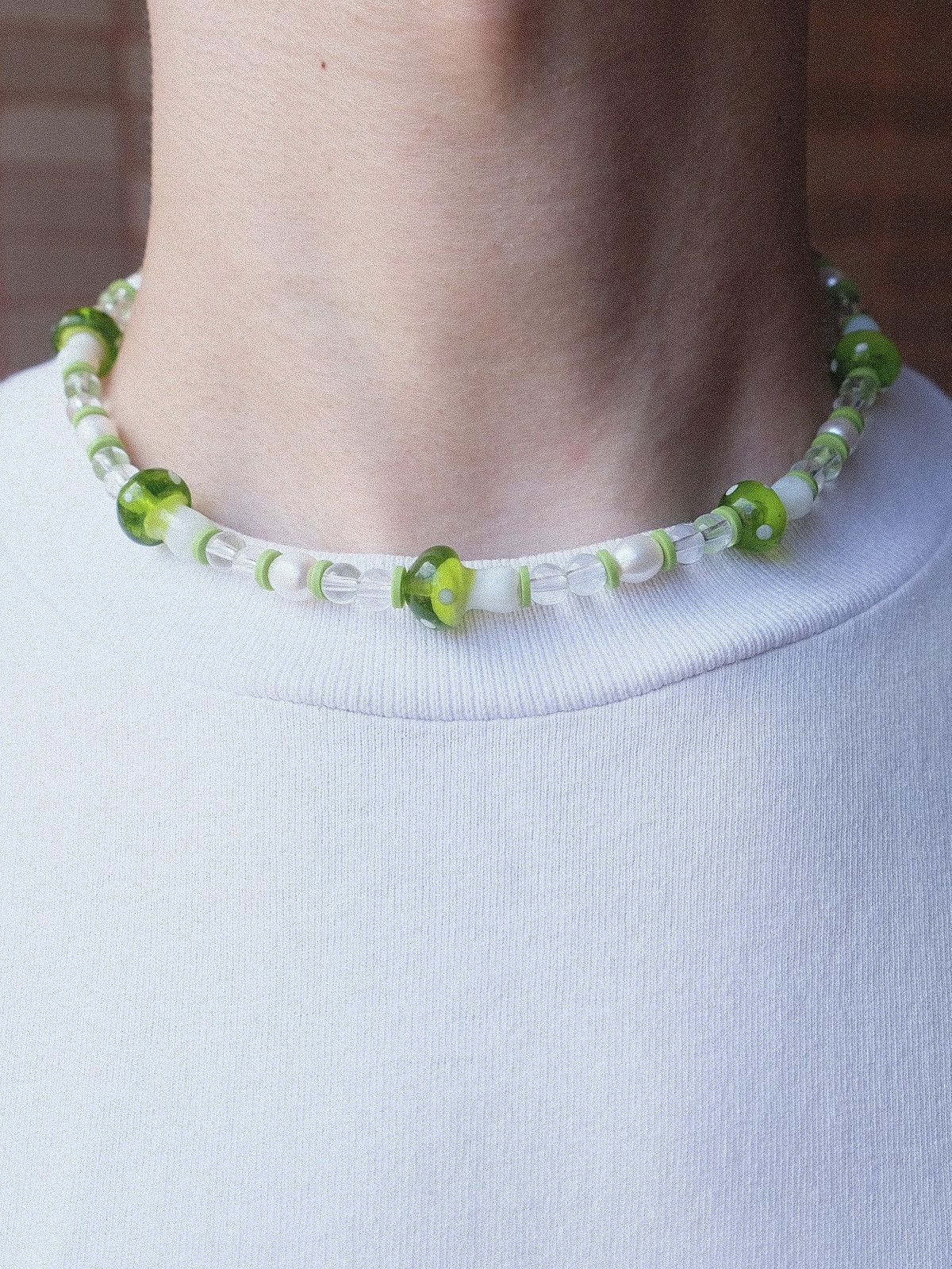 Japanese Brand Pearls & Lampworked Mushroom Summer Handmade Beaded Necklace Size ONE SIZE - 1 Thumbnail