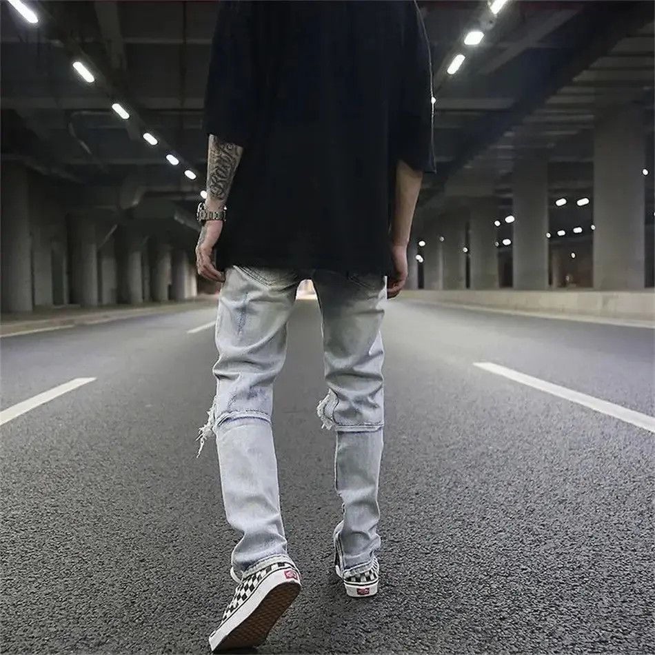 Japanese Brand Streetwear Fashion Black Ripped Jeans Men Skinny Slim Fit Size US 32 / EU 48 - 5 Thumbnail
