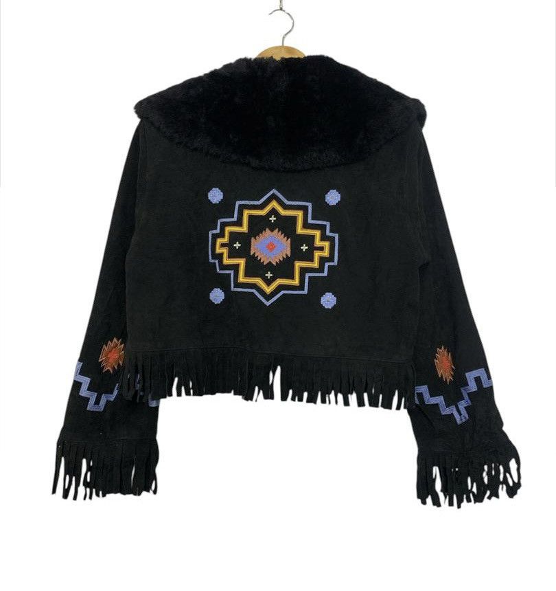 Louis Feraud Louis Feraud Cropped Leather Native Navajo Jacket Size US S / EU 44-46 / 1 - 1 Thumbnail