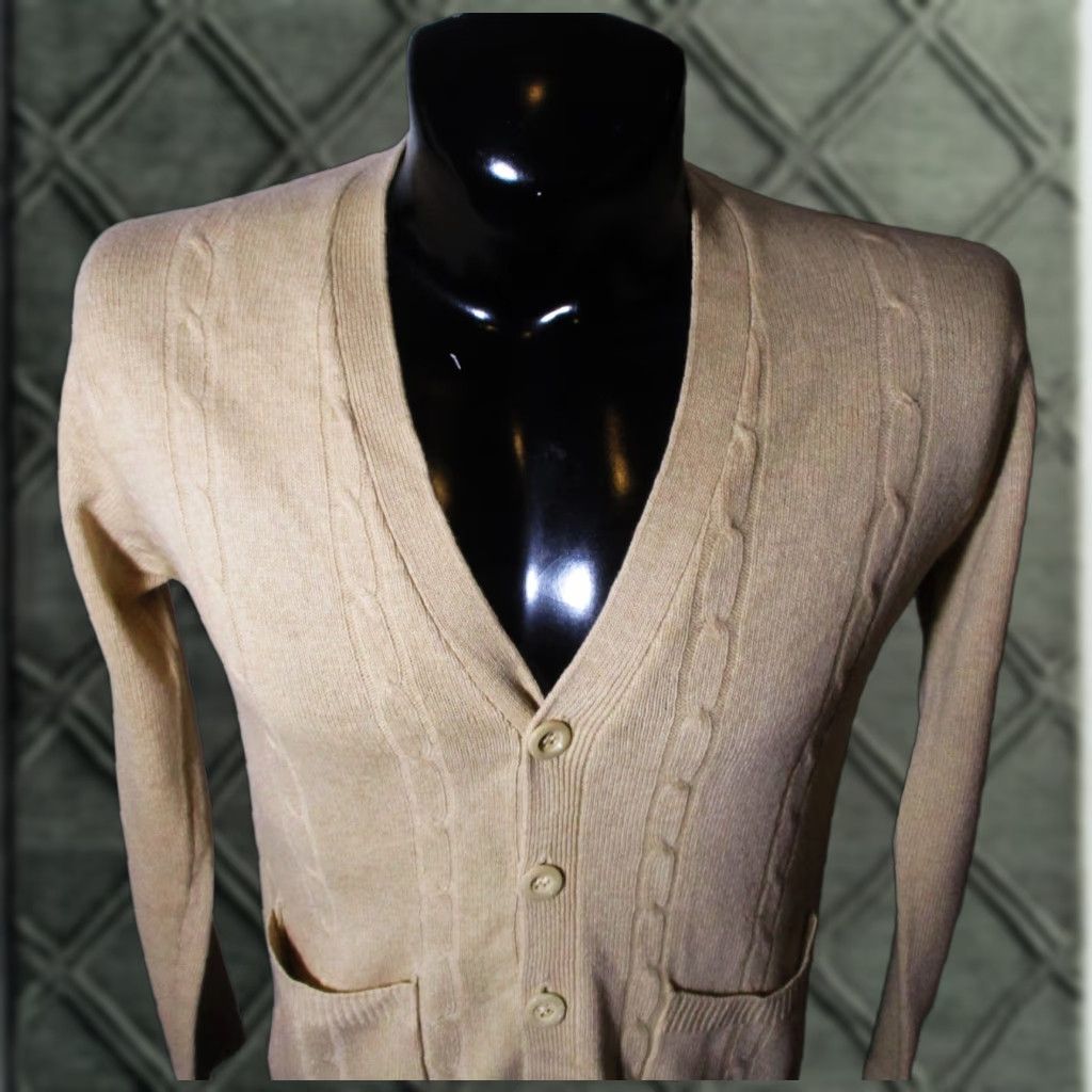 Vintage VINTAGE PAUL SCHRADER Cardigan Sweater Men Tan 100% Cashmere Size 38 Short Long Sleeve Button Down Pretty Size US M / EU 48-50 / 2 - 1 Thumbnail