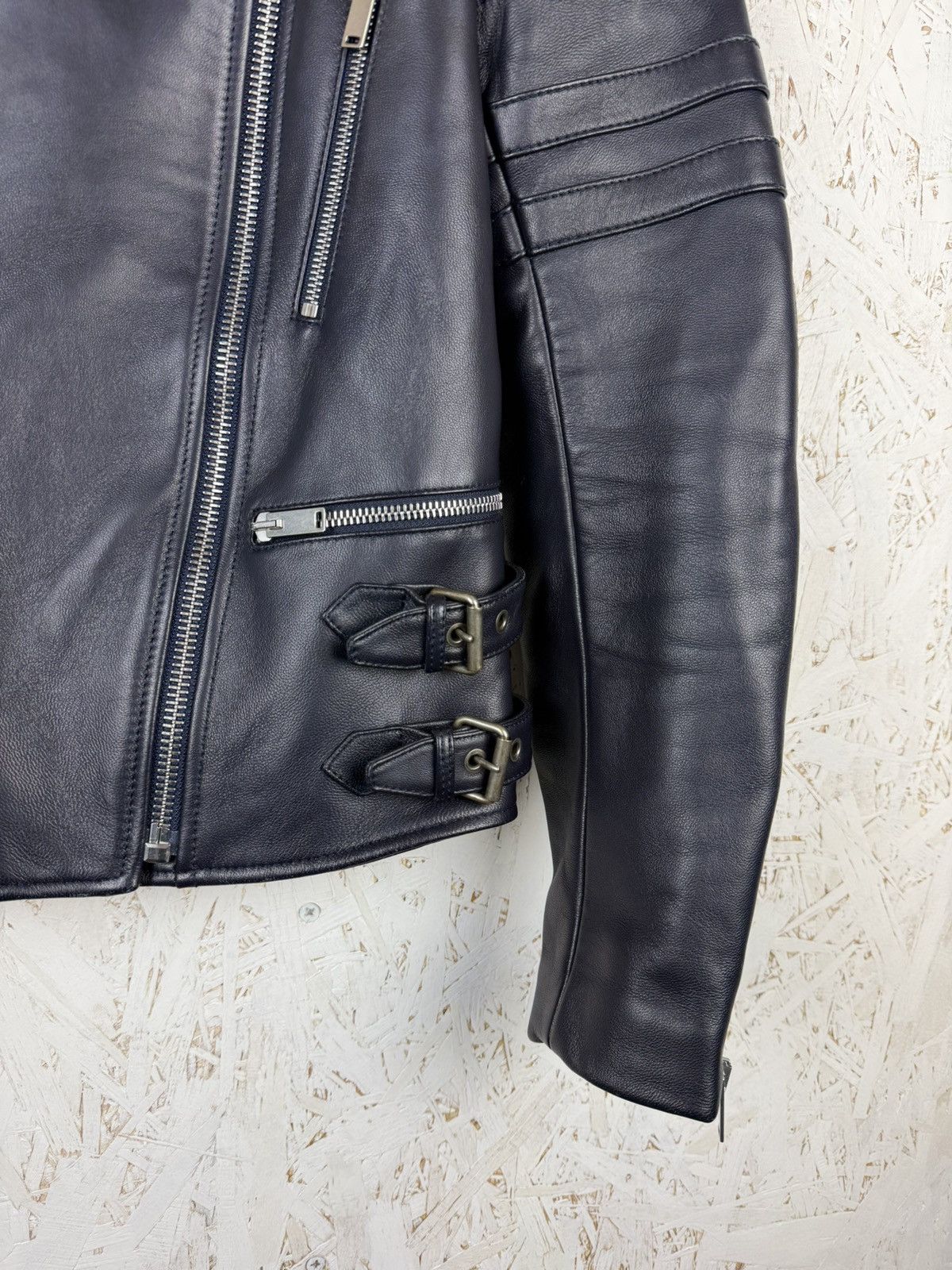 Celine Celine Phoebe Philo Sheepskin Leather Biker Jacket Dark Navy Size XS / US 0-2 / IT 36-38 - 3 Thumbnail
