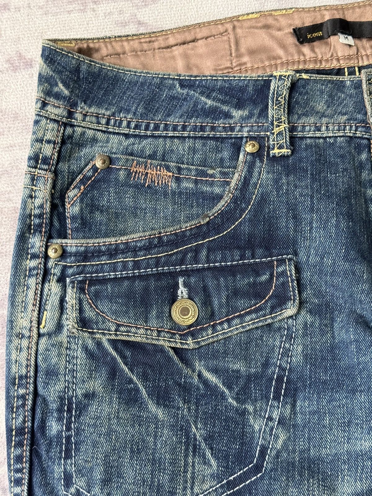 Japanese Brand Vintage Icom Super Flared Distressed Denim / GOA Ikam Style Size US 32 / EU 48 - 5 Thumbnail