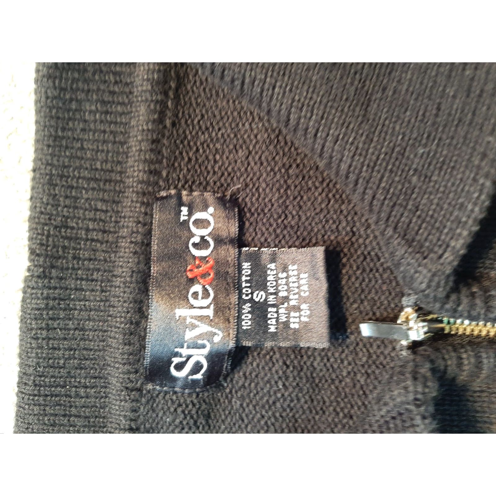 Vintage Style & Co Women’s S Sweater Full Zip Black Long Sleeve Knit Cotton Shirt? Size S / US 4 / IT 40 - 3 Thumbnail