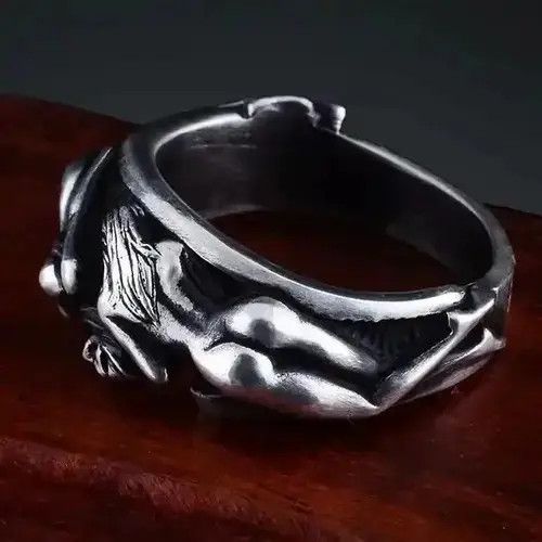 Ring Of Fire Skeleton Reaper Nude Sexy Girl Art Ring Size ONE SIZE - 4 Thumbnail