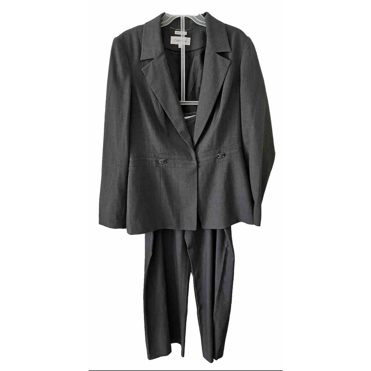 Calvin Klein Gray Charcoal Long Sleeve Jacket Sz 12 Pants Sz 10 Suit Set |  Grailed