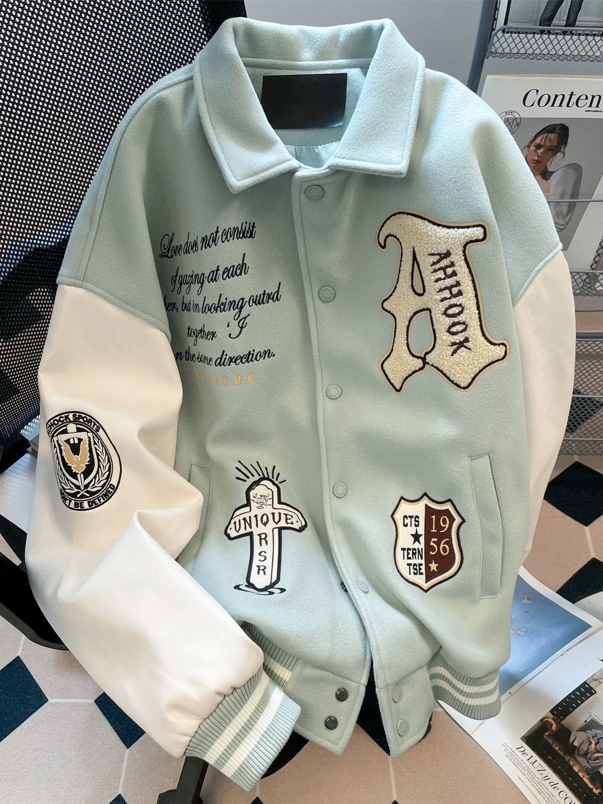 Other Embroidered Baseball Jacket – Heavyweight Hip-Hop Vintage Size US XL / EU 56 / 4 - 1 Thumbnail