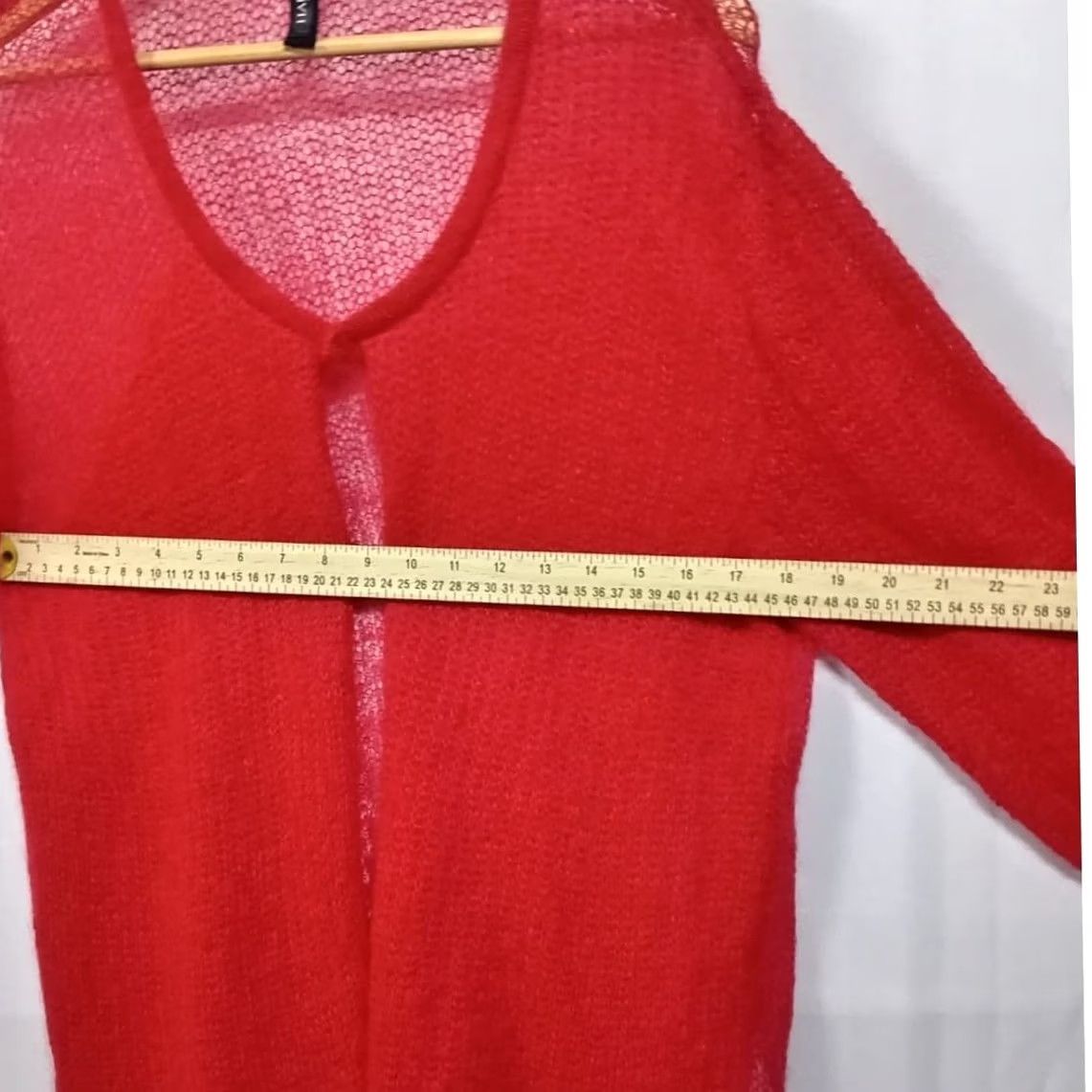 Vintage Hauber Cardigan Red Solid Mohair Blend Knit Size 16 Womens Size XXL / US 16-18 / IT 52-54 - 7 Thumbnail
