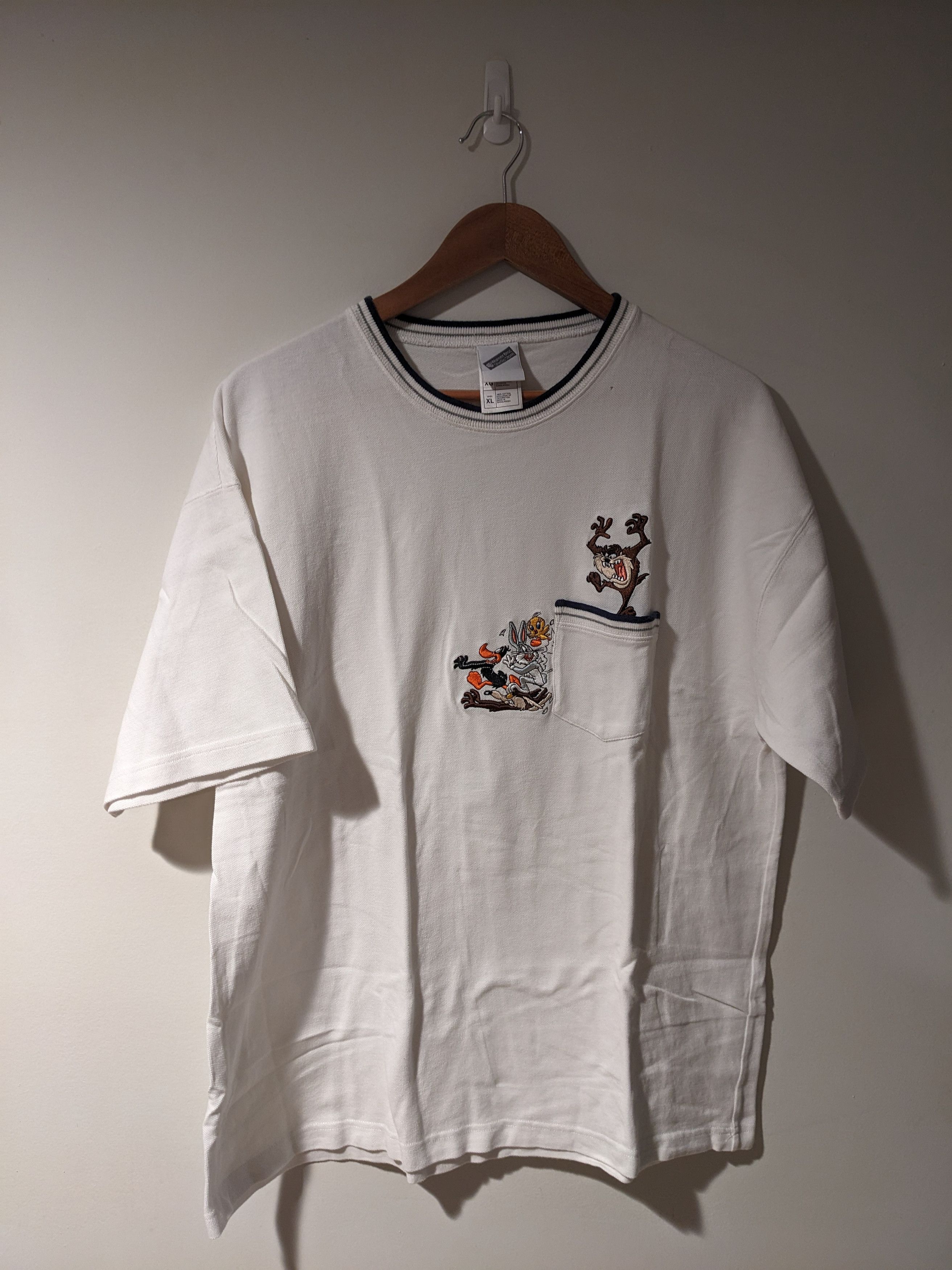 Cartoon Network × Vintage Vintage 90s Looney Tunes Taz White X-Large Polo Shirt Size US XL / EU 56 / 4 - 1 Thumbnail