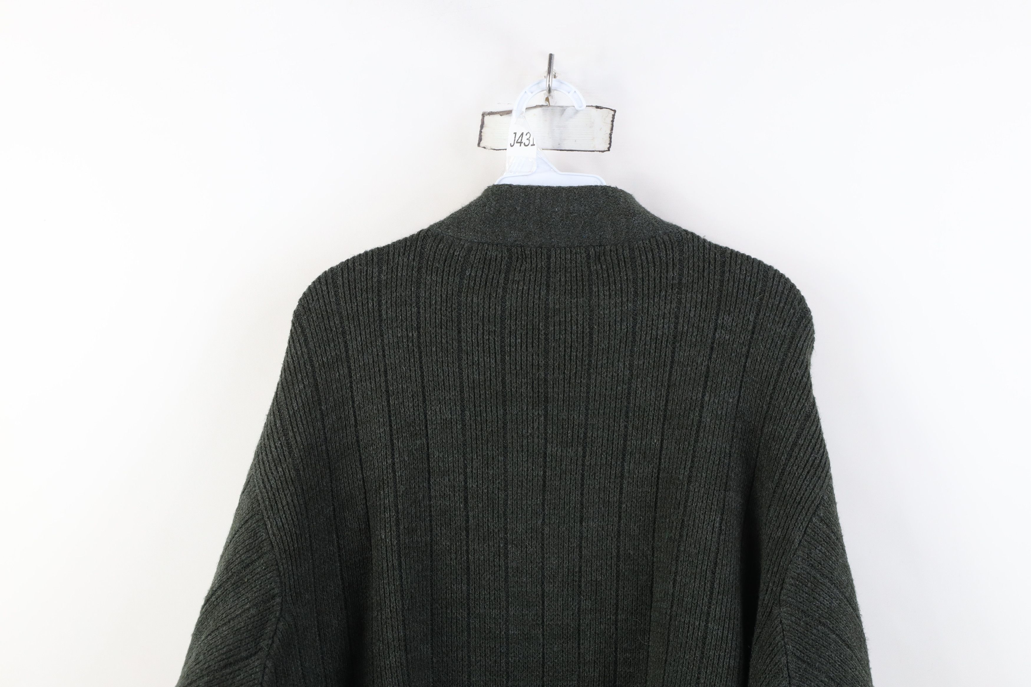 Vintage Vintage 90s Streetwear Ribbed Zip Cardigan Sweater Green Size US XL / EU 56 / 4 - 11 Thumbnail