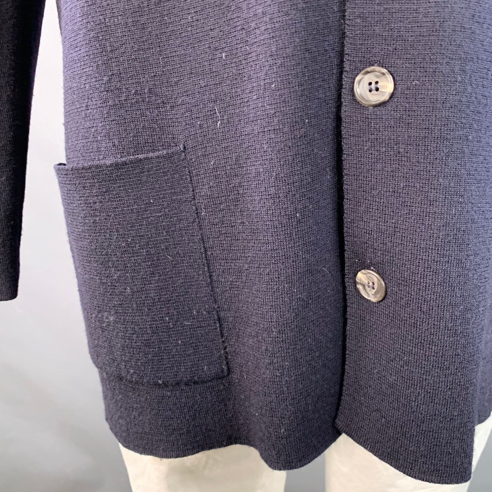 Barneys New York BARNEY'S NEW YORK Size L Navy Wool Button Up Cardigan Size US L / EU 52-54 / 3 - 7 Thumbnail