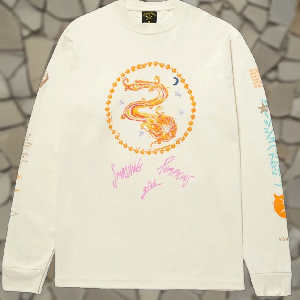 VINTAGE HUF x Smashing Pumpkins Long Sleeve T-Shirt Men XL Beige