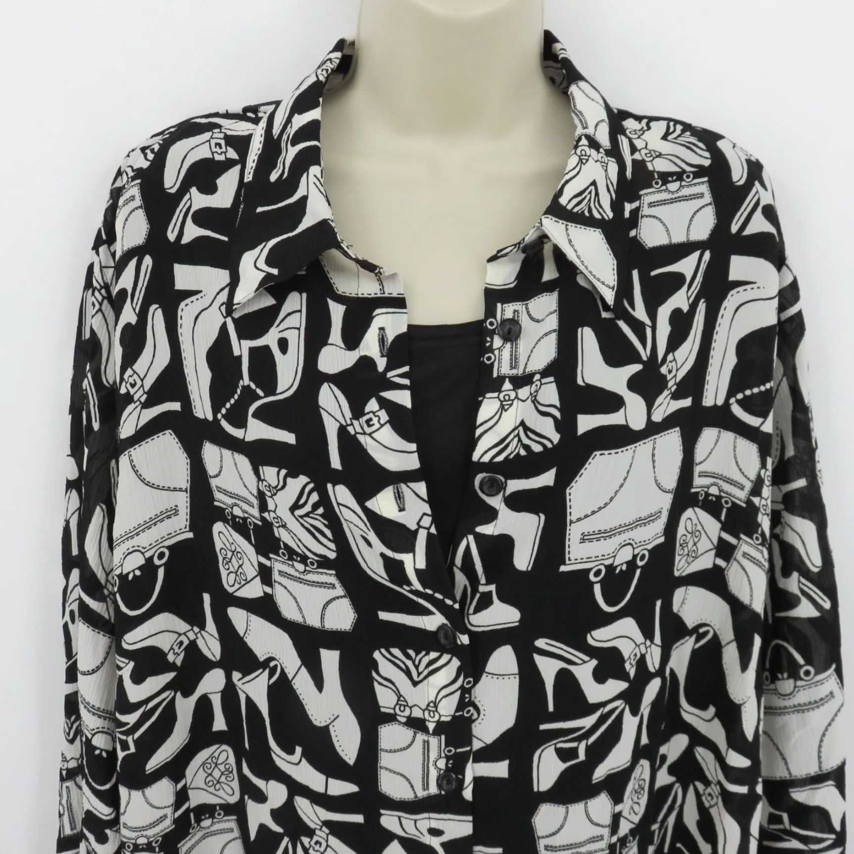 Vintage VINTAGE Alfred Dunner Blouse Shirt Tank Set NEW Women 20W Black White Print Handbag Print? Size 3XL / US 20-22 - 2 Thumbnail