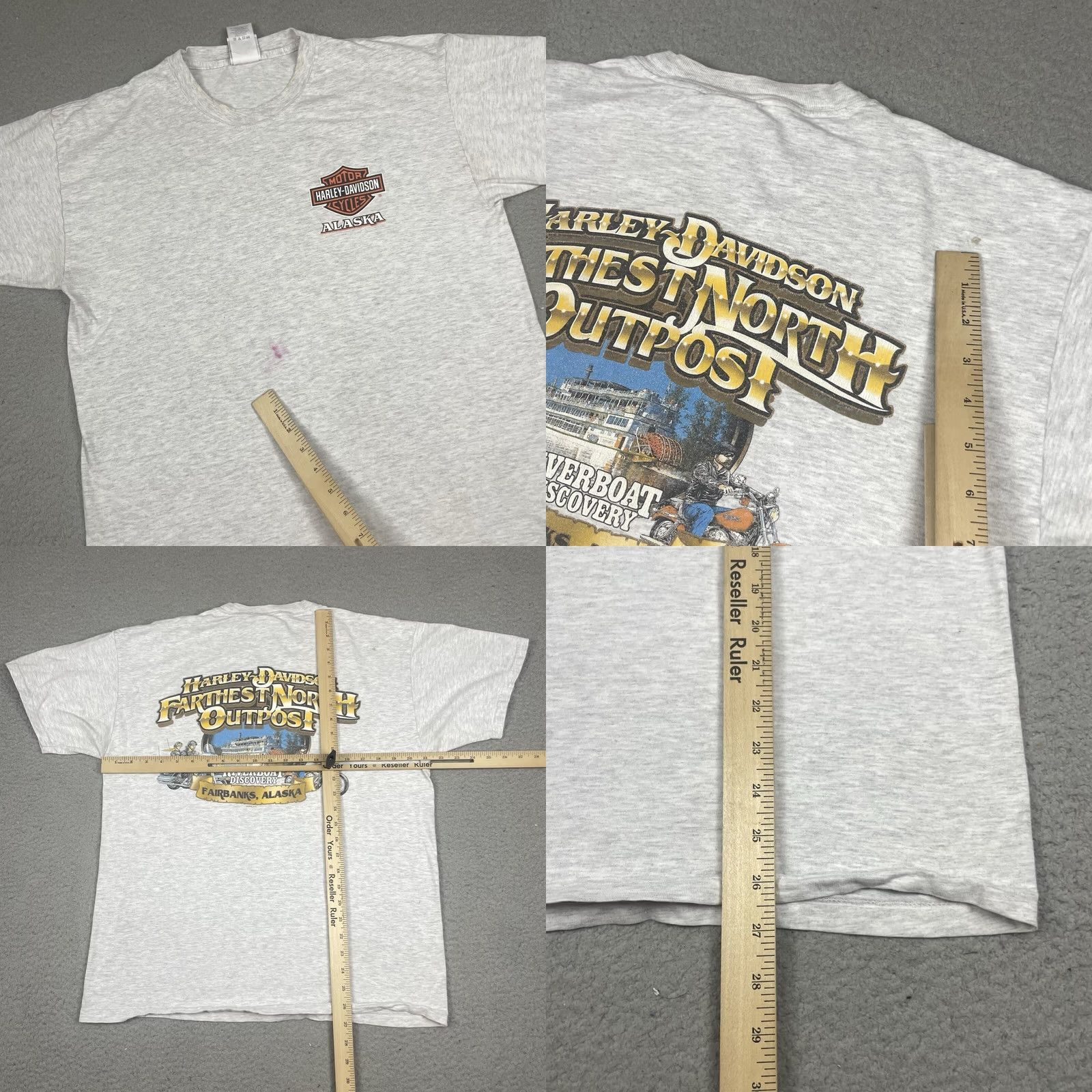 Harley Davidson VINTAGE Harley-Davidson T Shirt Adult L Gray Alaska Fairbanks Motorcycle Vtg Mens Short Sleeve T-Shirt Size US L / EU 52-54 / 3 - 9 Thumbnail